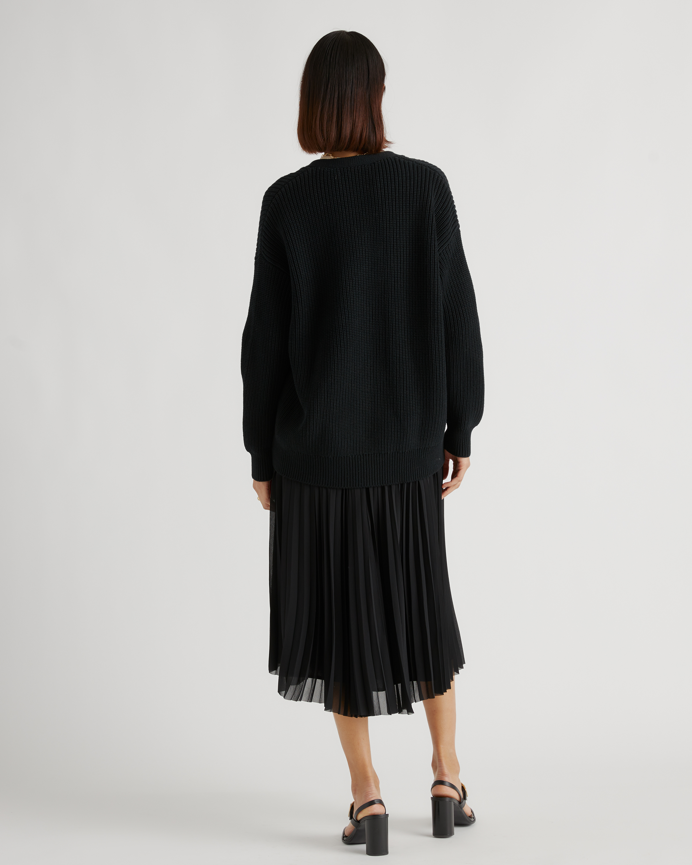 100% Organic Cotton Oversized Boyfriend Cardigan in Black