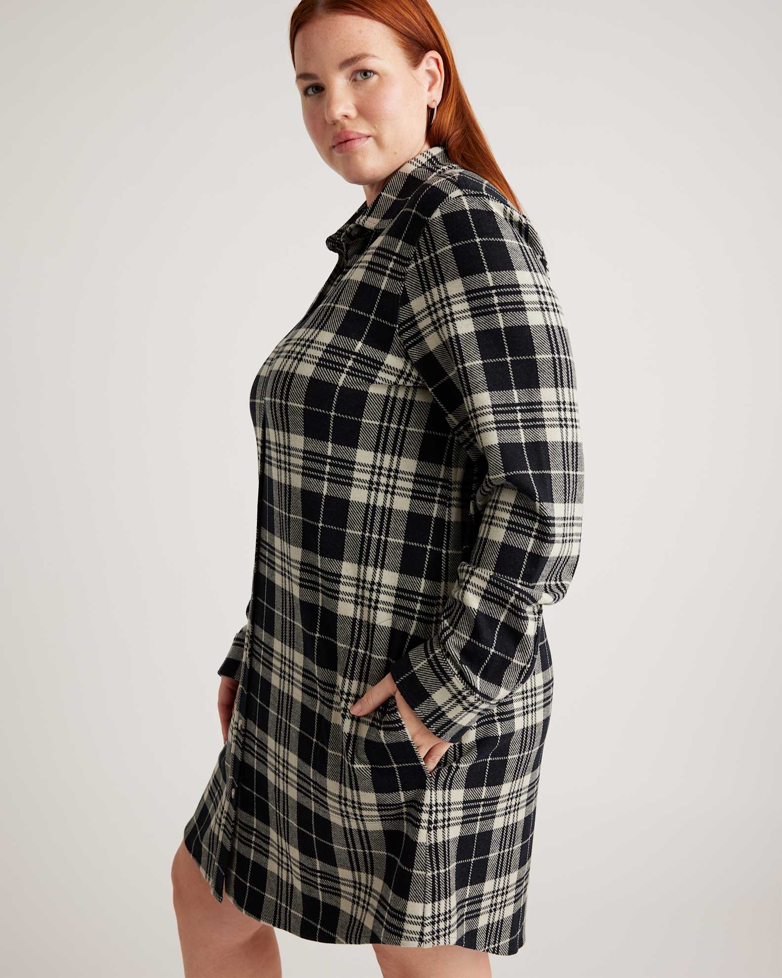 black check shirt dress Burberry Tatiana Ribbed Mini Dress