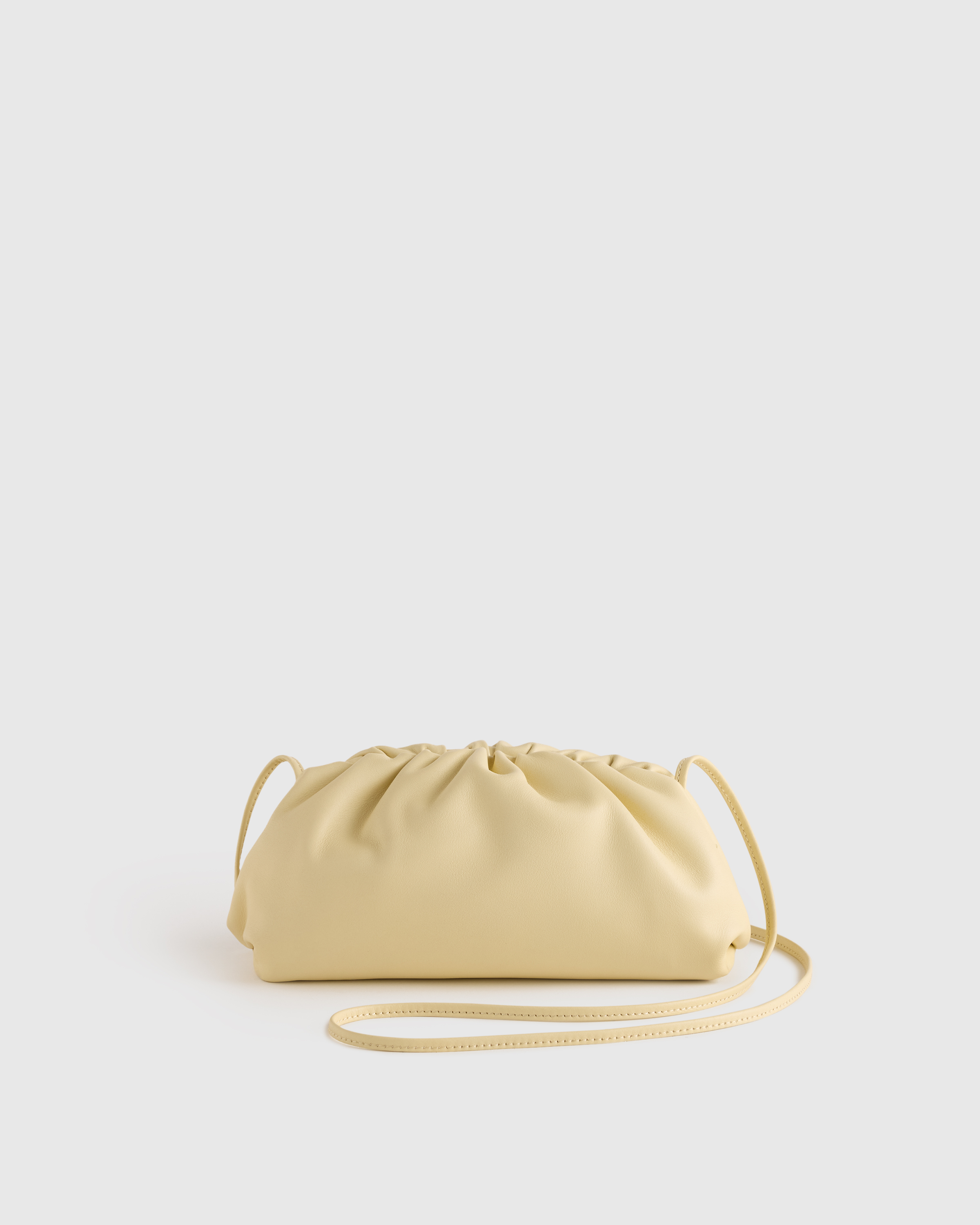 Pale Custard Yellow Italian Leather Pouch Crossbody Clutch