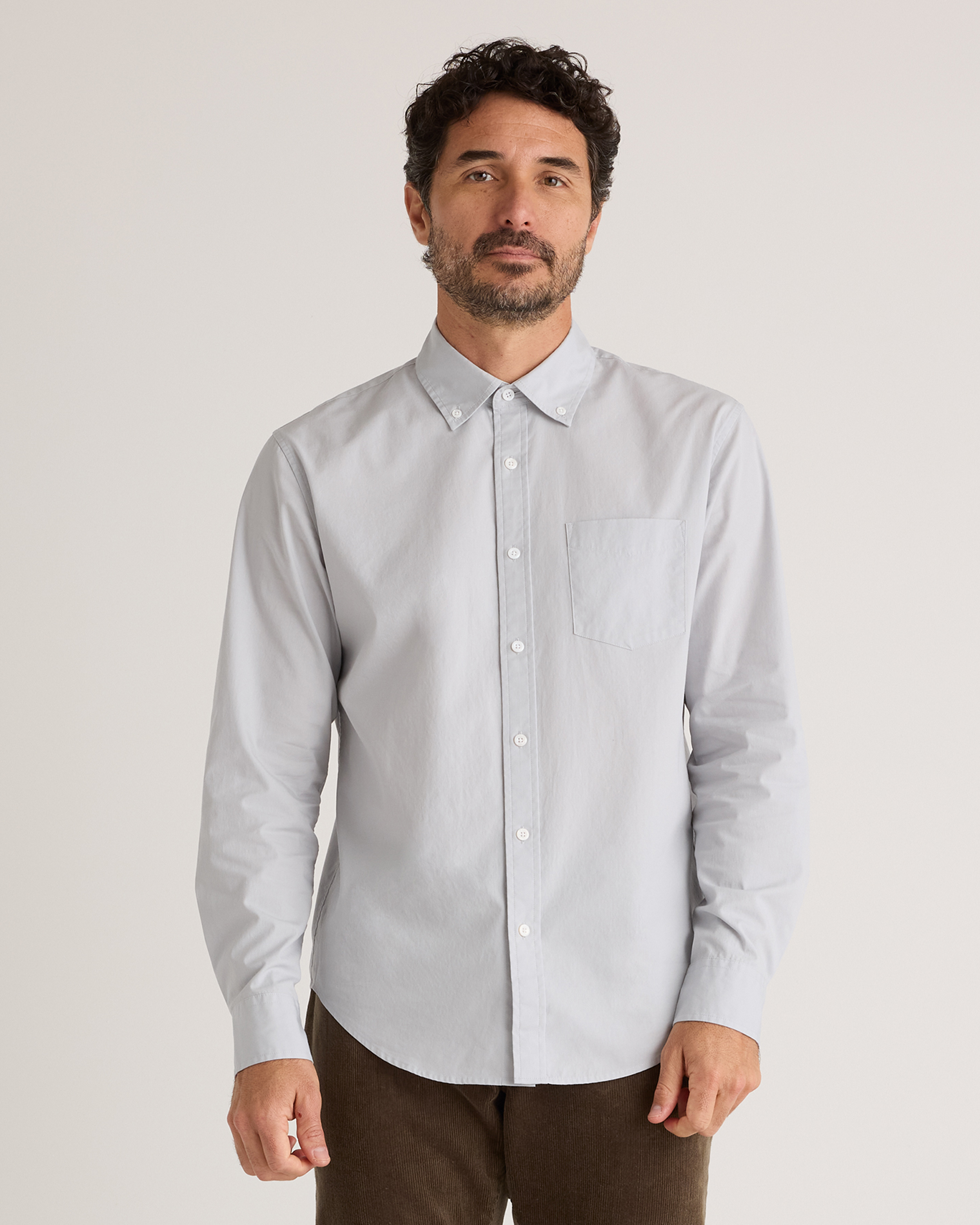 Light Grey Organic Cotton Stretch Poplin Shirt