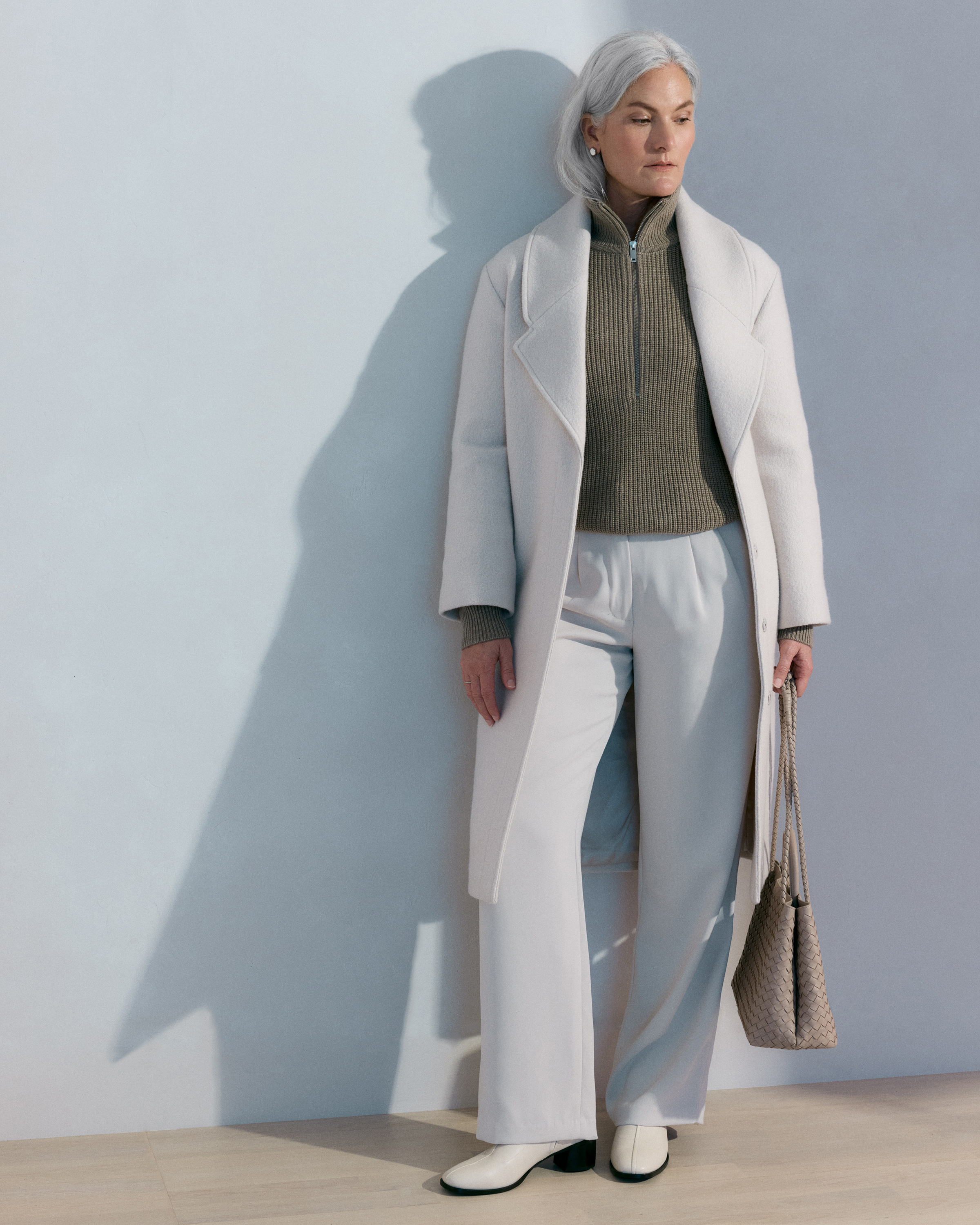 100% Merino Wool Shawl Collar Long Coat
