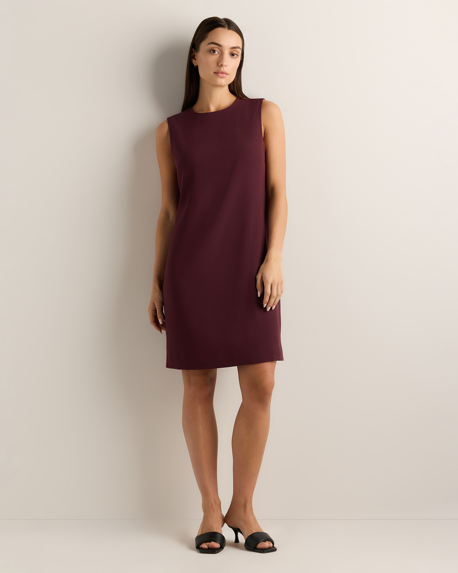 Wine Tasting Red Fluid Crepe Sleeveless Shift Dress