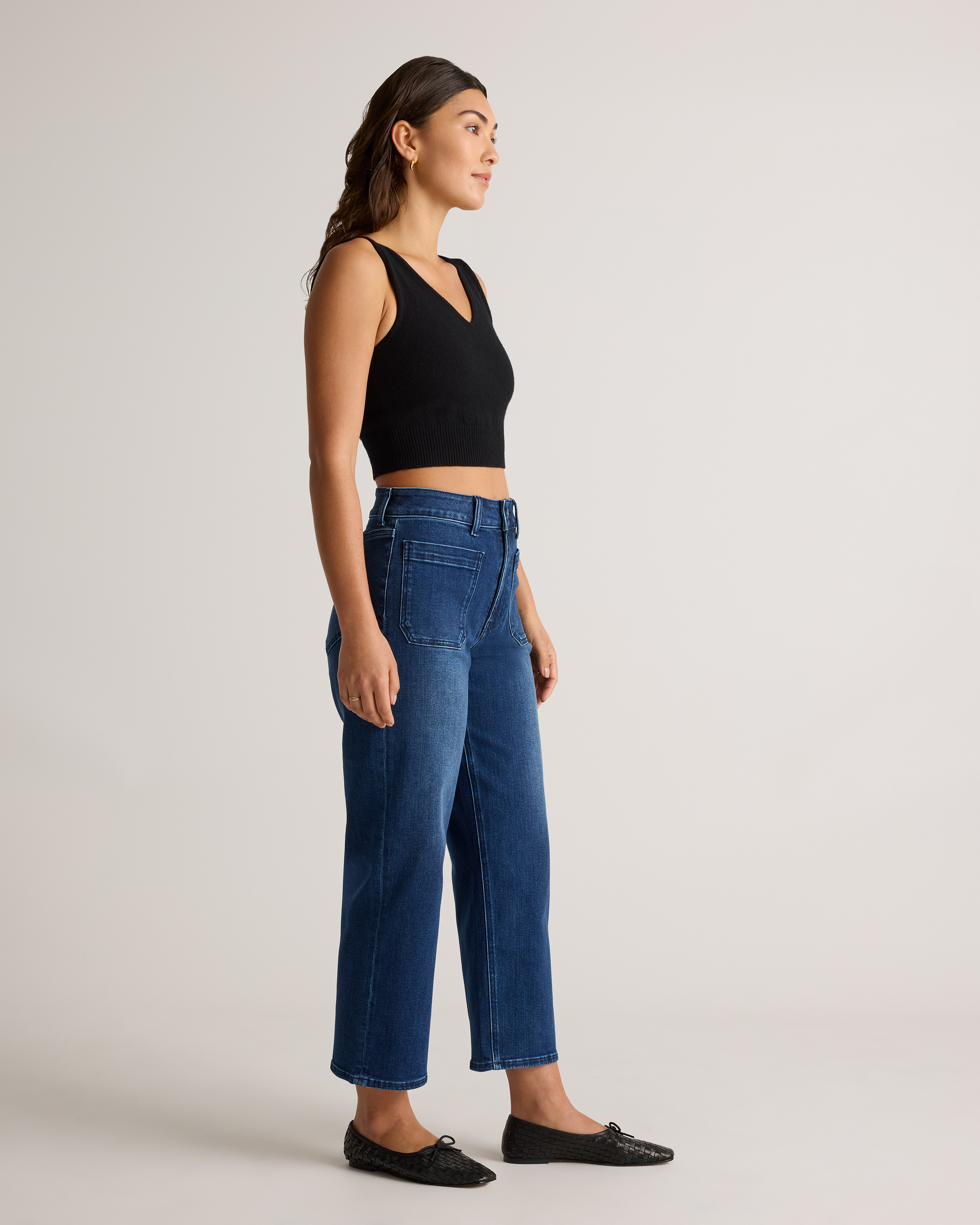Bella Stretch Patch Pocket Wide Leg Jeans