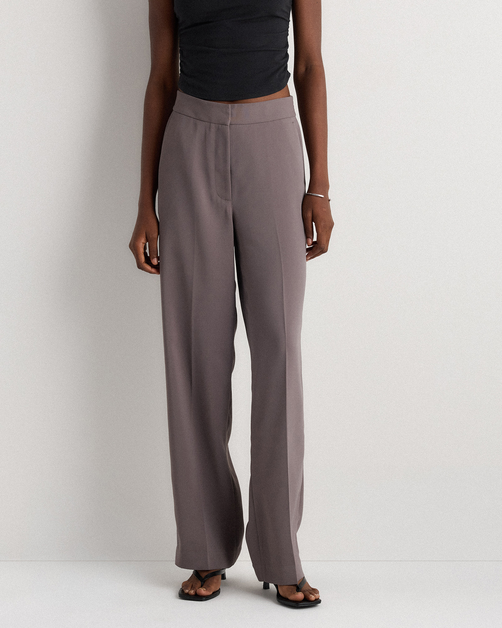 Overcast Grey Pantalon classique en crêpe extensible
