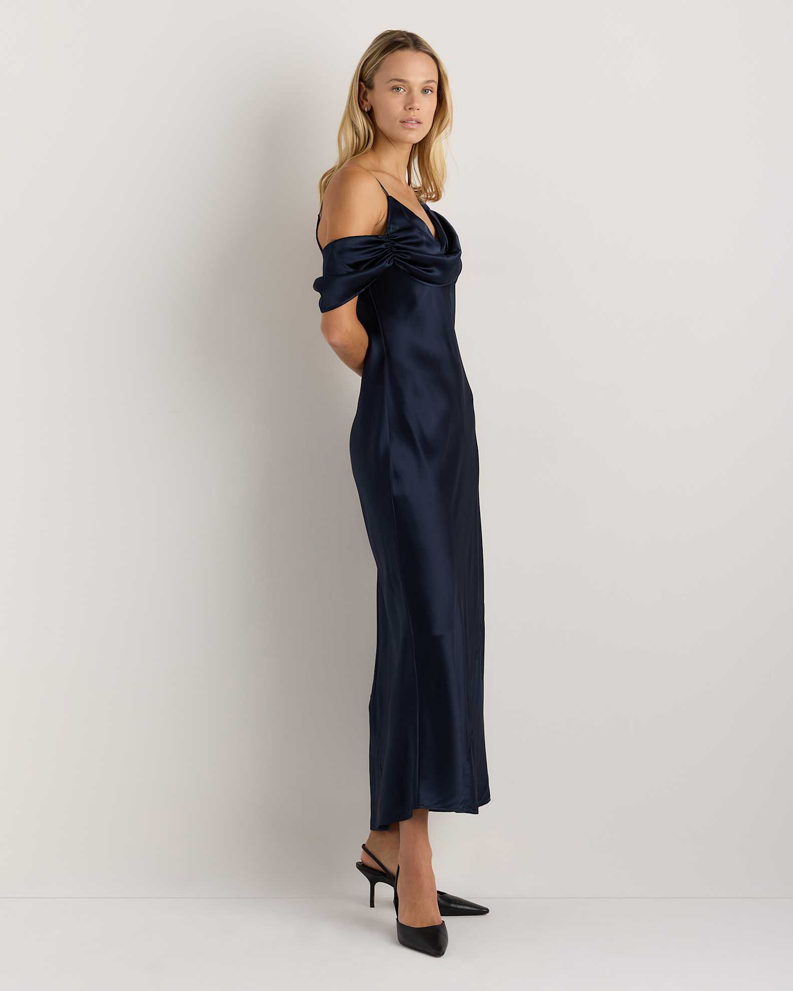 strapless ruched modal cashmere blend maxi dress in french navy Strapless Ruched Modal Cashmere Blend Maxi Dress in French Navy Lava Boutique