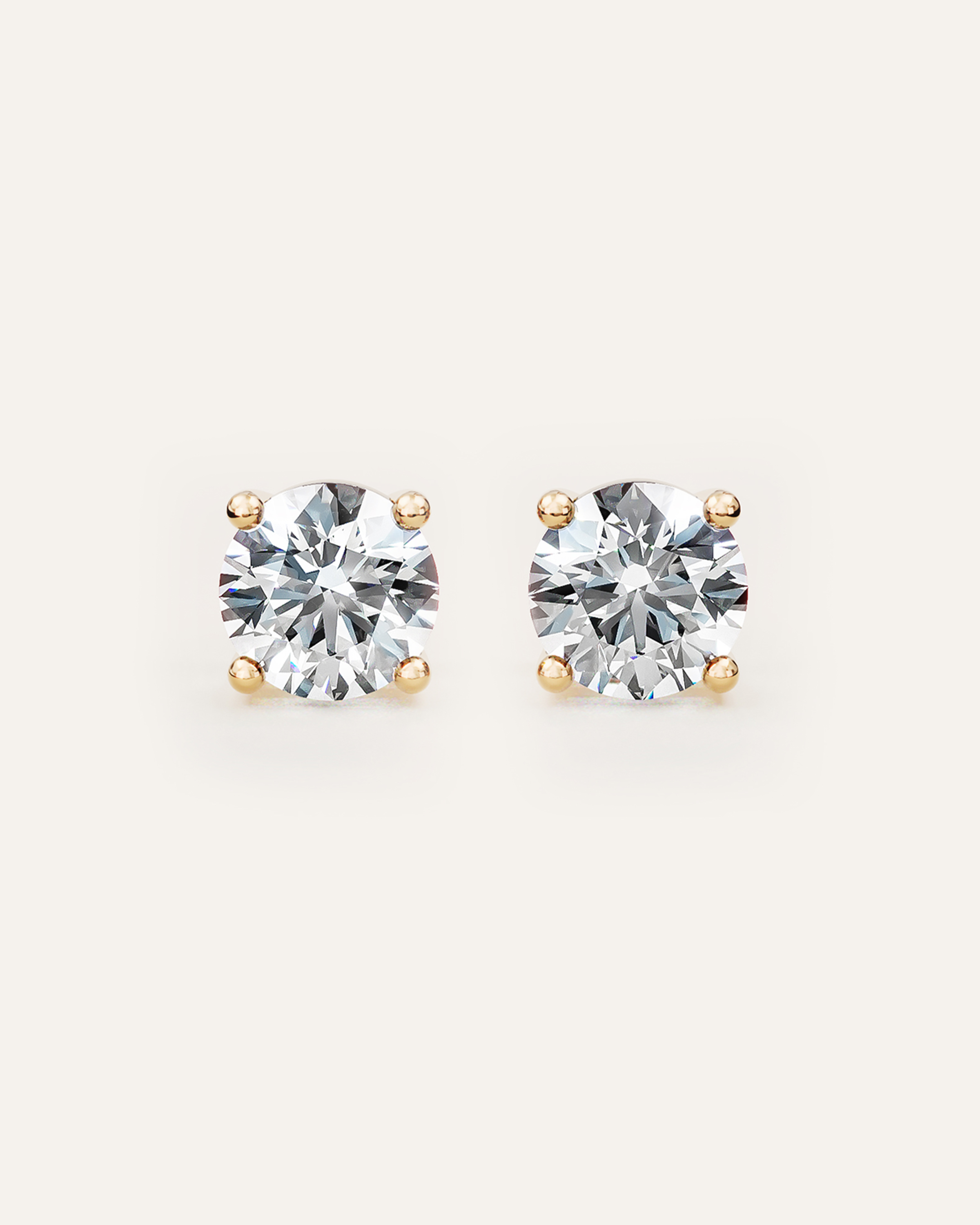 Yellow Gold 14K Gold Lab Grown Diamond Four-Prong Solitaire Studs - 5ctw