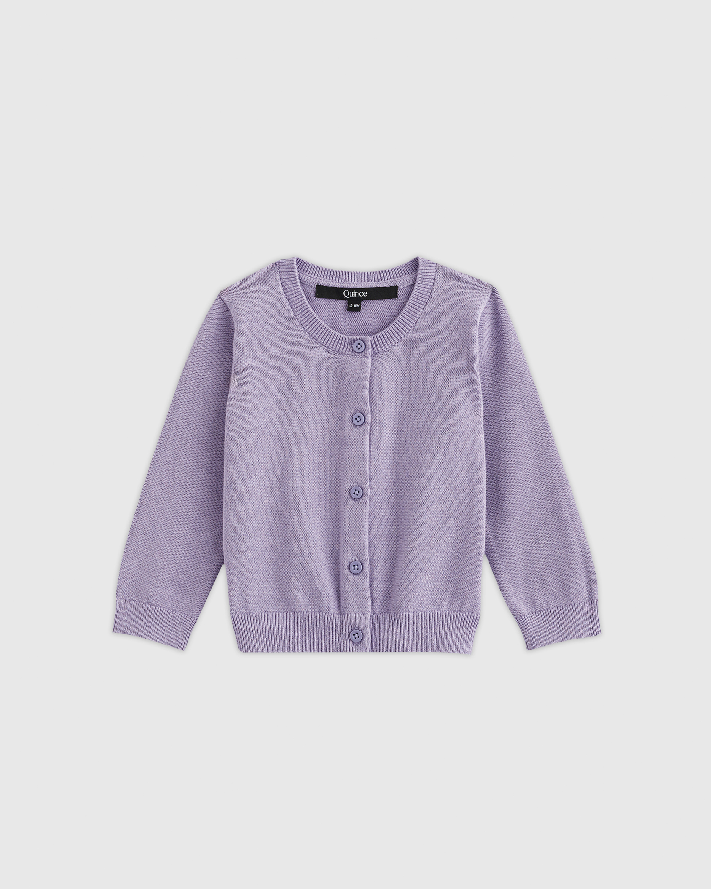 Lilac 100% Organic Cotton Crewneck Cardigan 
