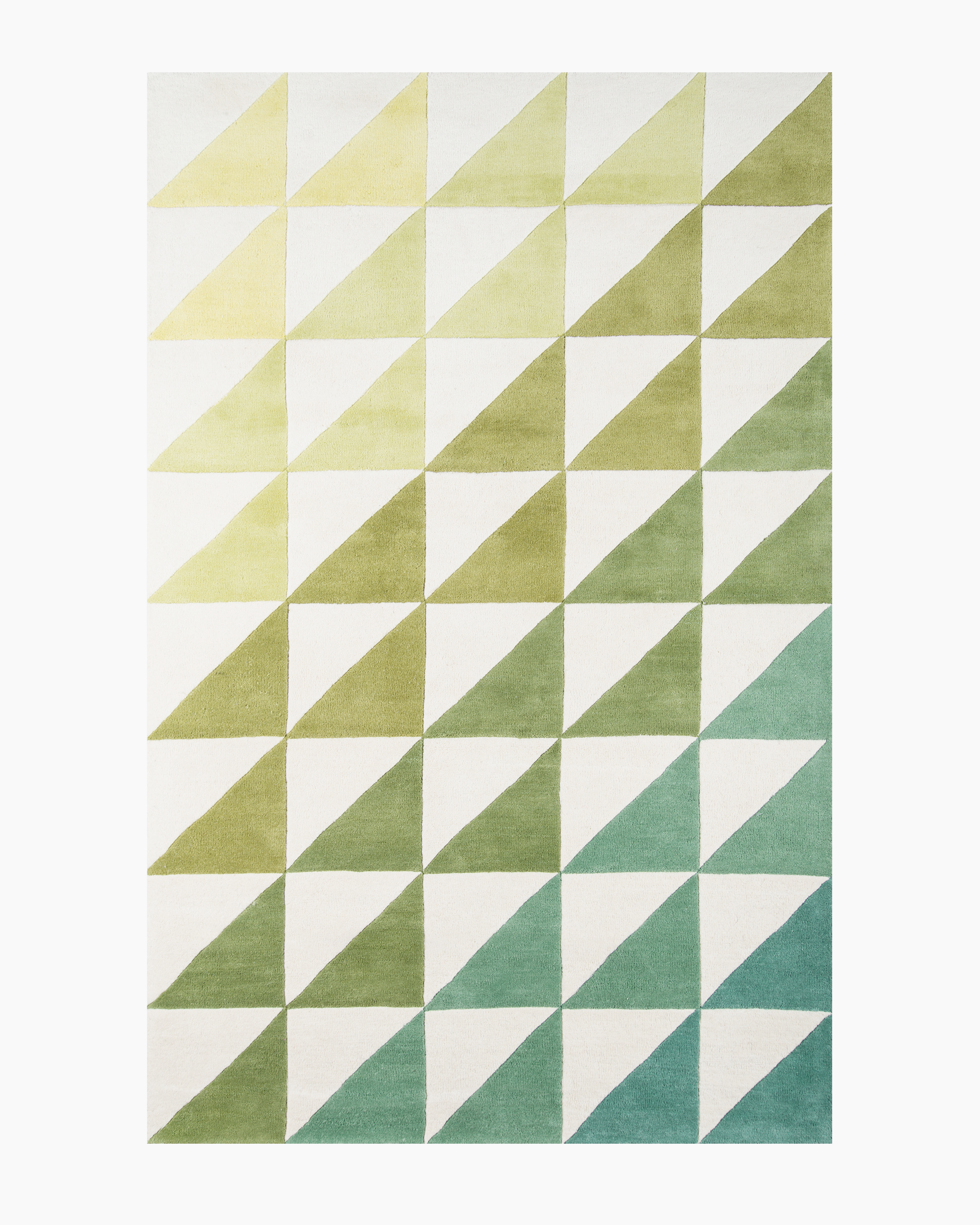 Green Tonal Triangles Hand-Tufted Wool Rug