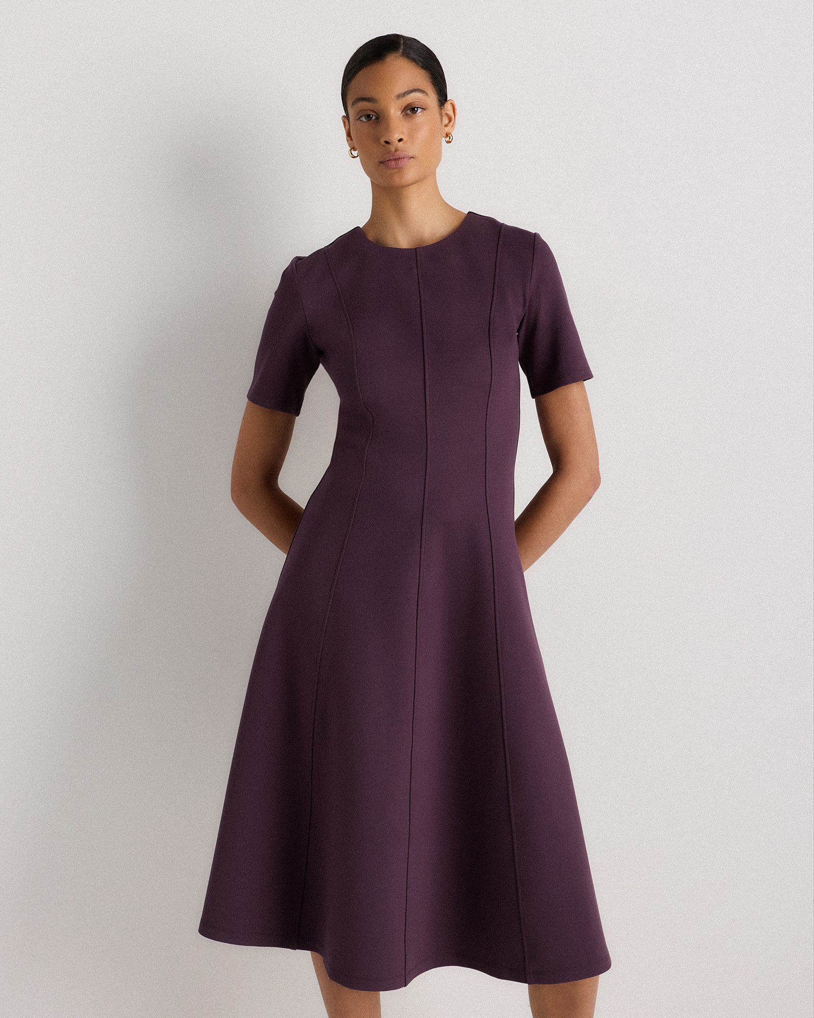 strapless open back dress Ponte Knit Cap Sleeve Dress main image 0