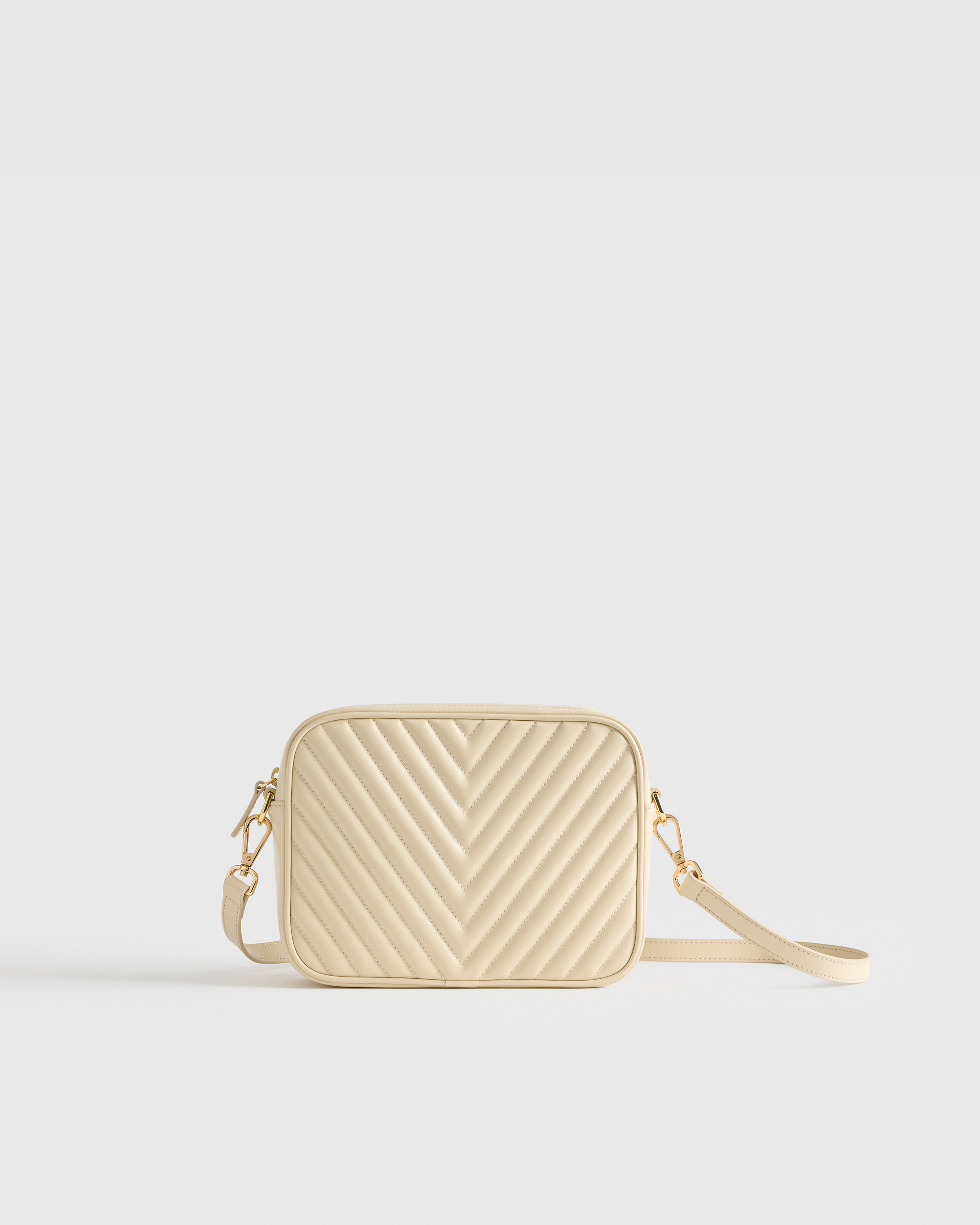Cream  Italian Leather Quilted Crossbody Bag