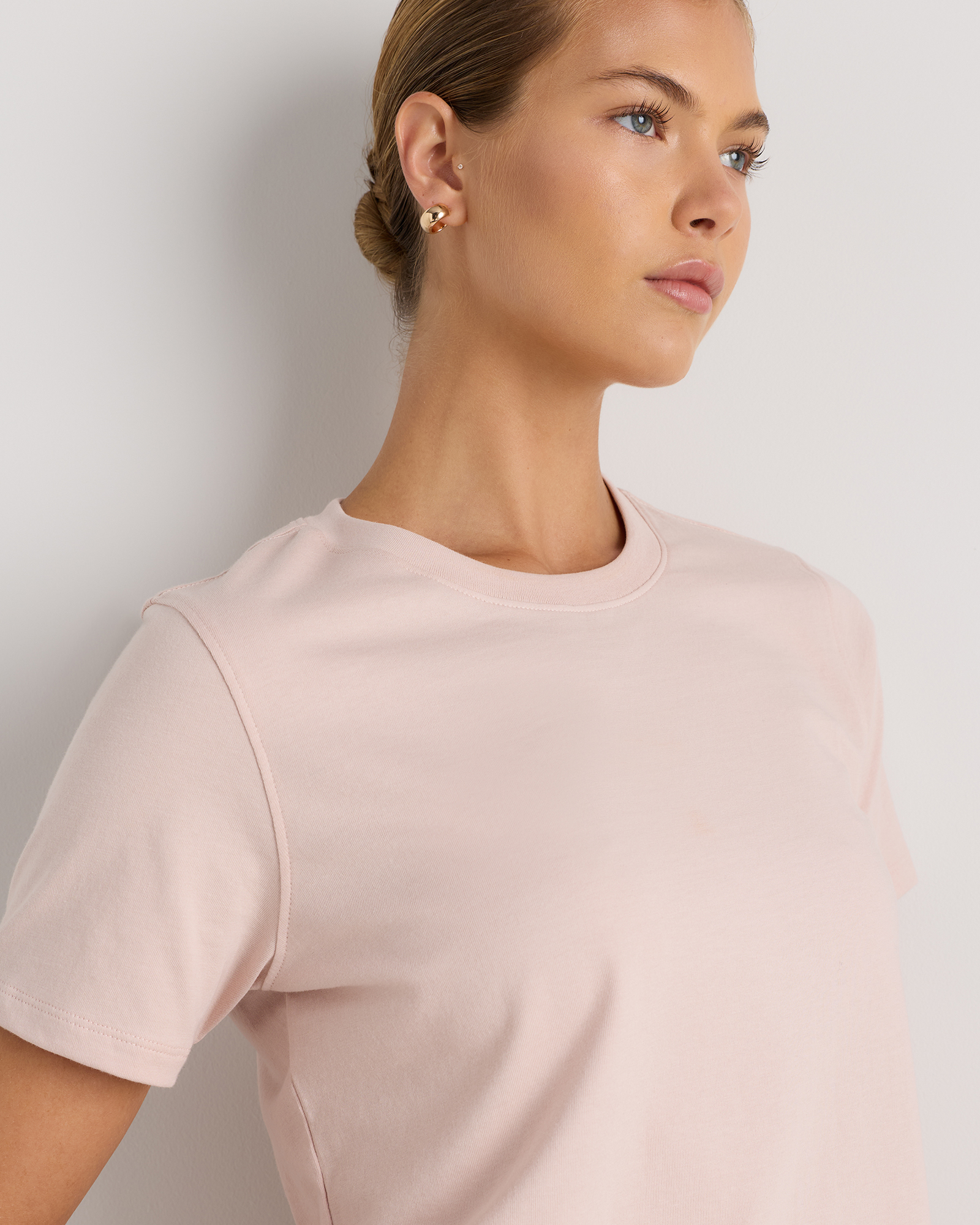 Organic Cotton Micro-Rib Elbow Sleeve Tee