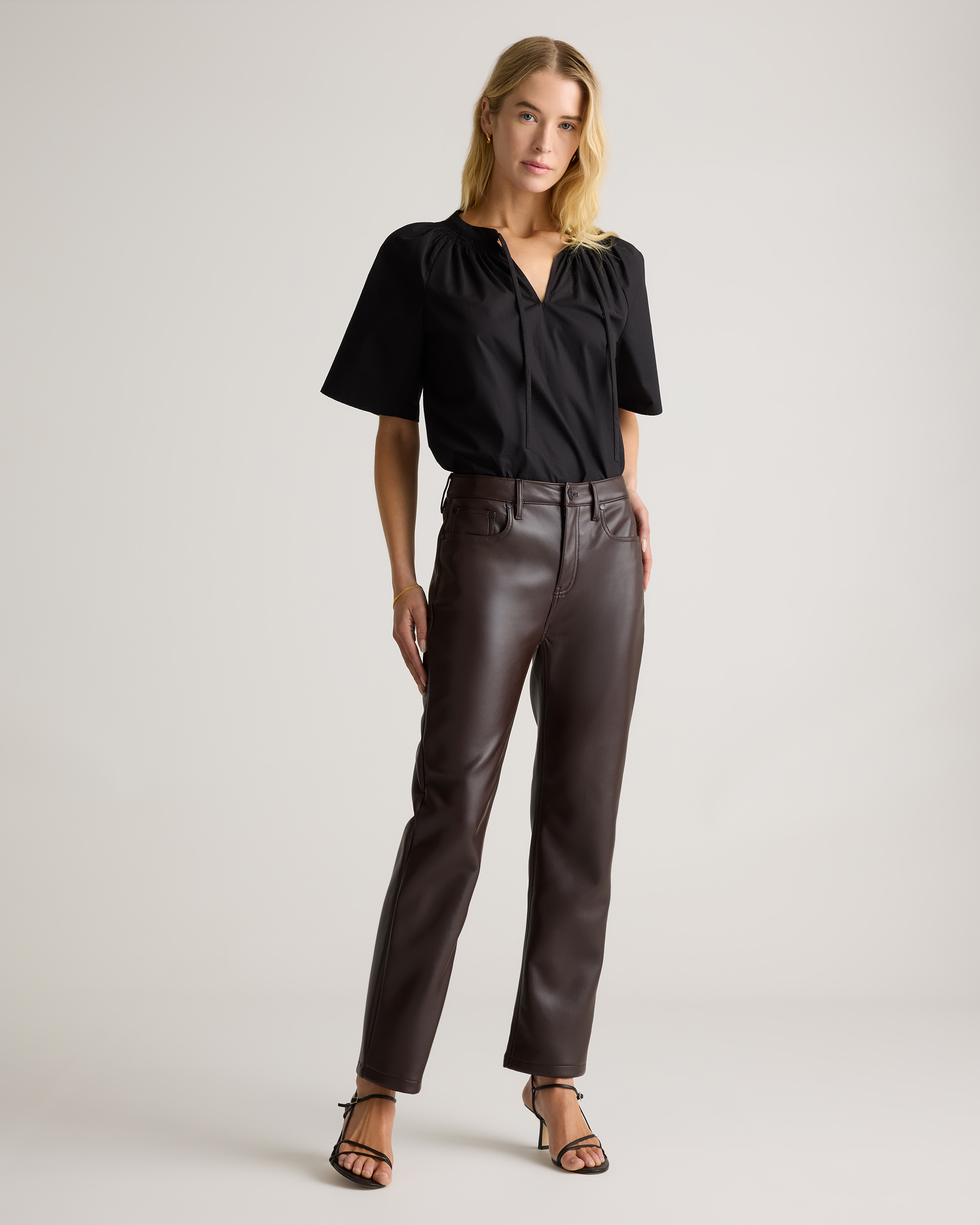 Vegan Leather Straight Leg Pants