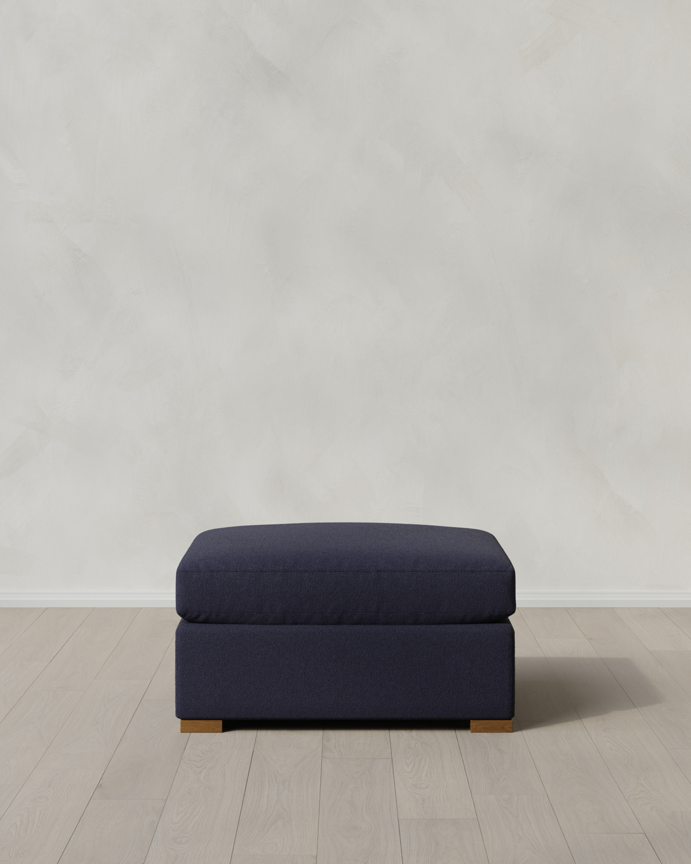 Navy Hollis Slope Arm Ottoman in Performance Basketweave