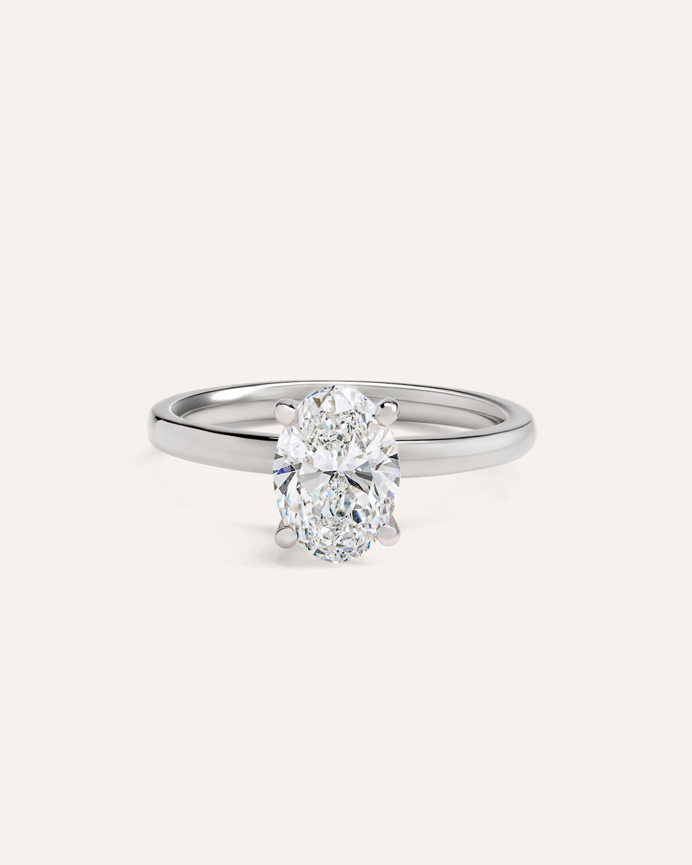 White Gold Lab Grown Diamond Oval Comfort Fit Engagement Ring - 1.50ct