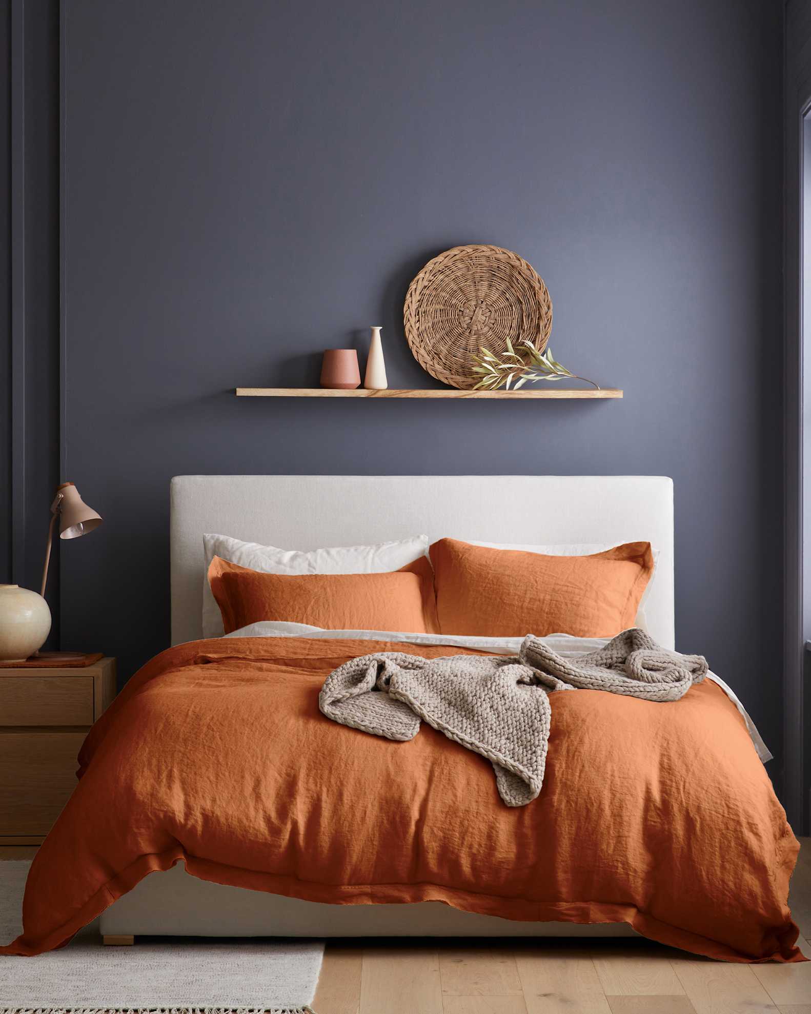 quince tobacco duvet Organic Brushed Cotton Cover in Toffee European Linen Double Flange Deluxe Bedding Bundle in Pine European Linen Deluxe Bedding Bundle