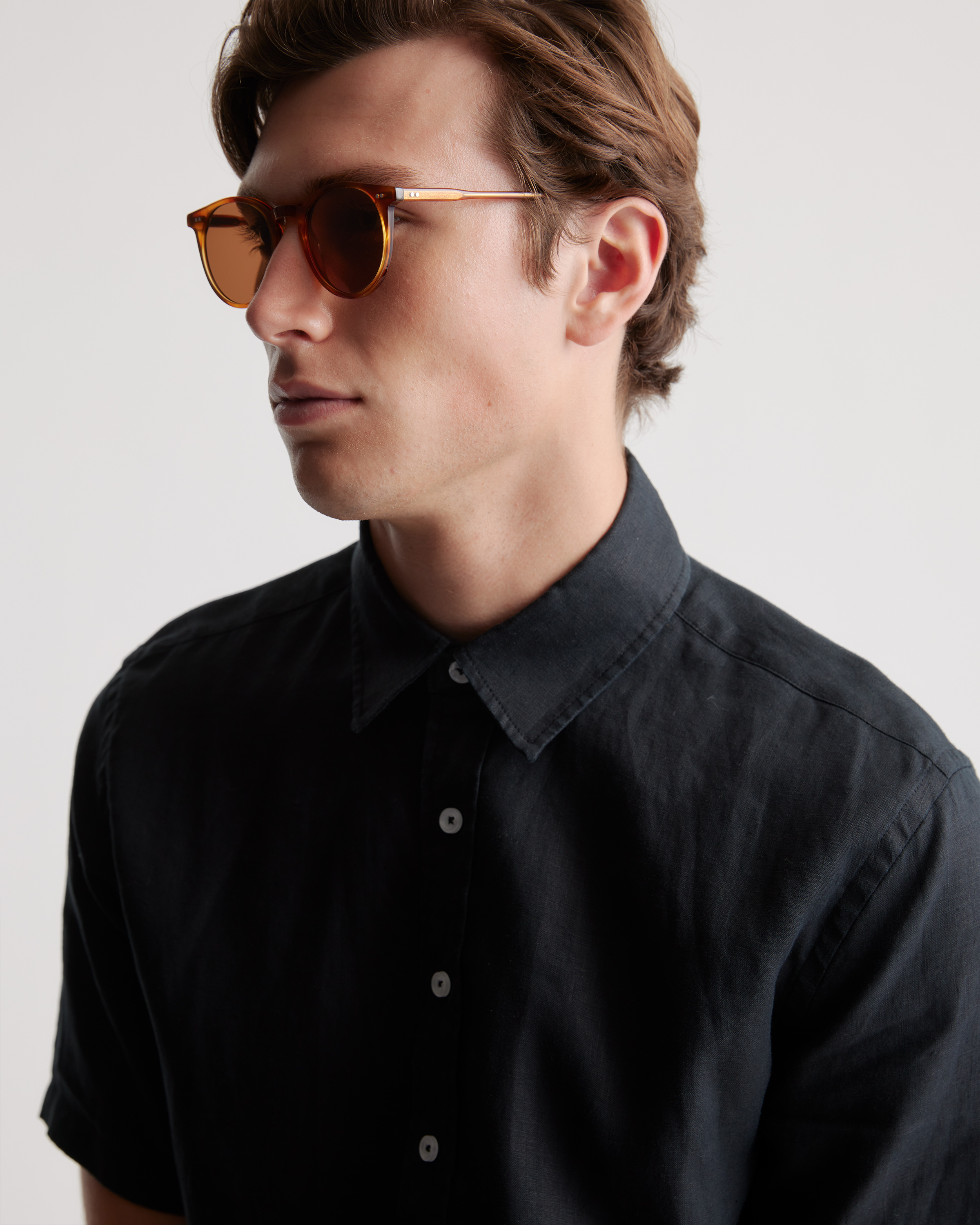 Noah Polarized Acetate Sunglasses in Clear Brown with Brown lens display picture 3