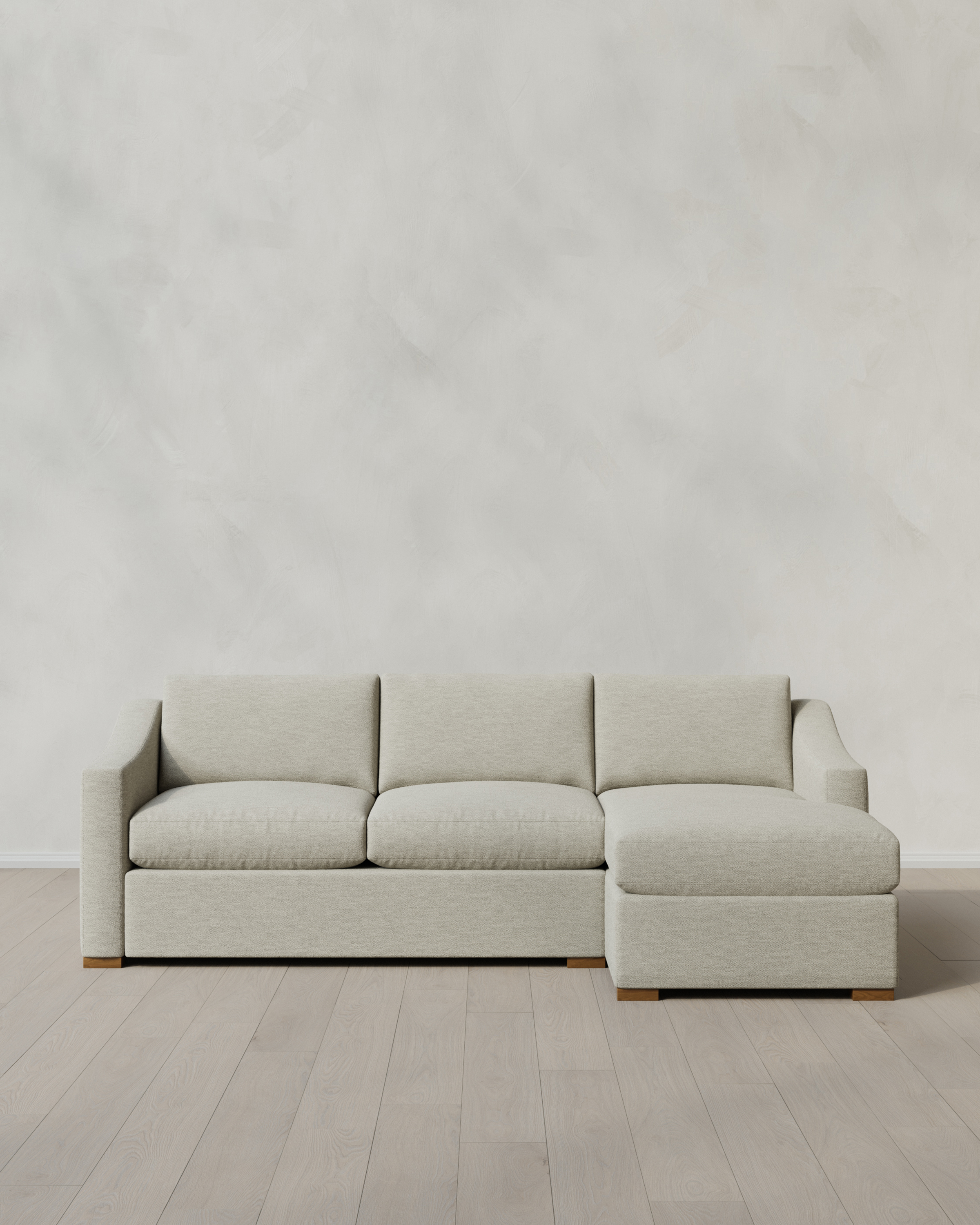 Flax Hollis Slope Arm Chaise Sectional in Performance Basketweave