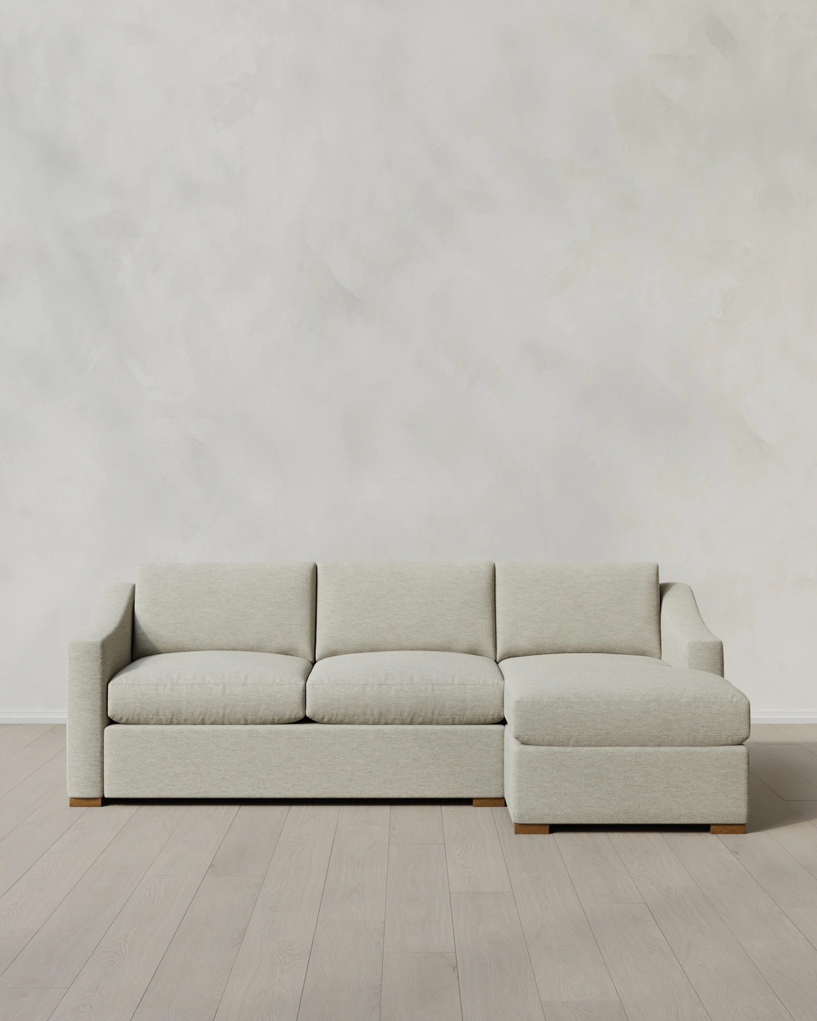 Hollis Slope Arm Chaise Sectional in Performance Linen Blend