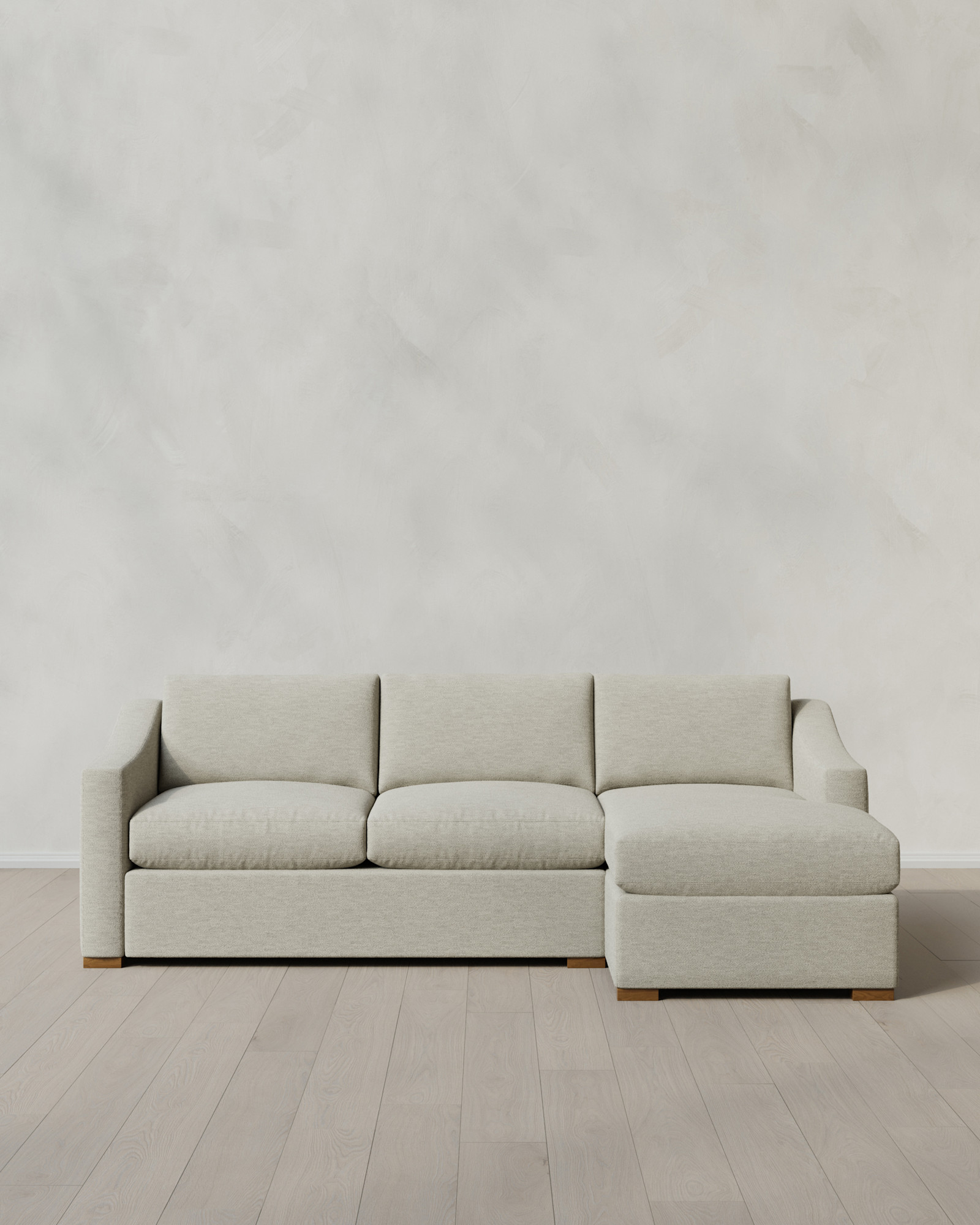 Hollis Slope Arm Chaise Sectional Right Arm 104in Performance Basketweave Flax
