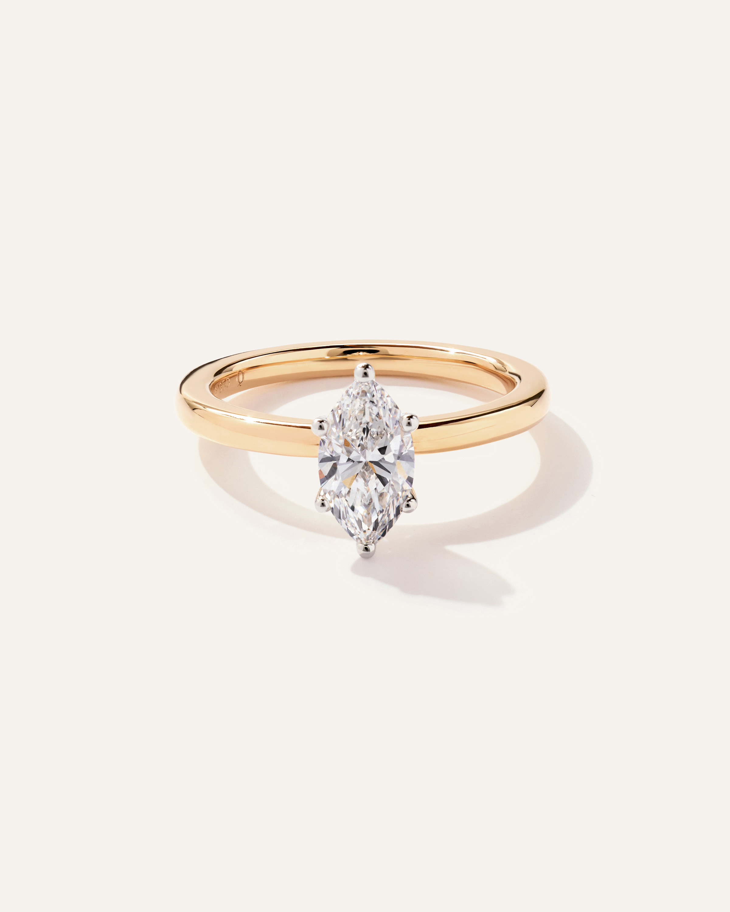 Yellow Gold Lab Grown Diamond Marquise Comfort Fit Engagement Ring - 1ct