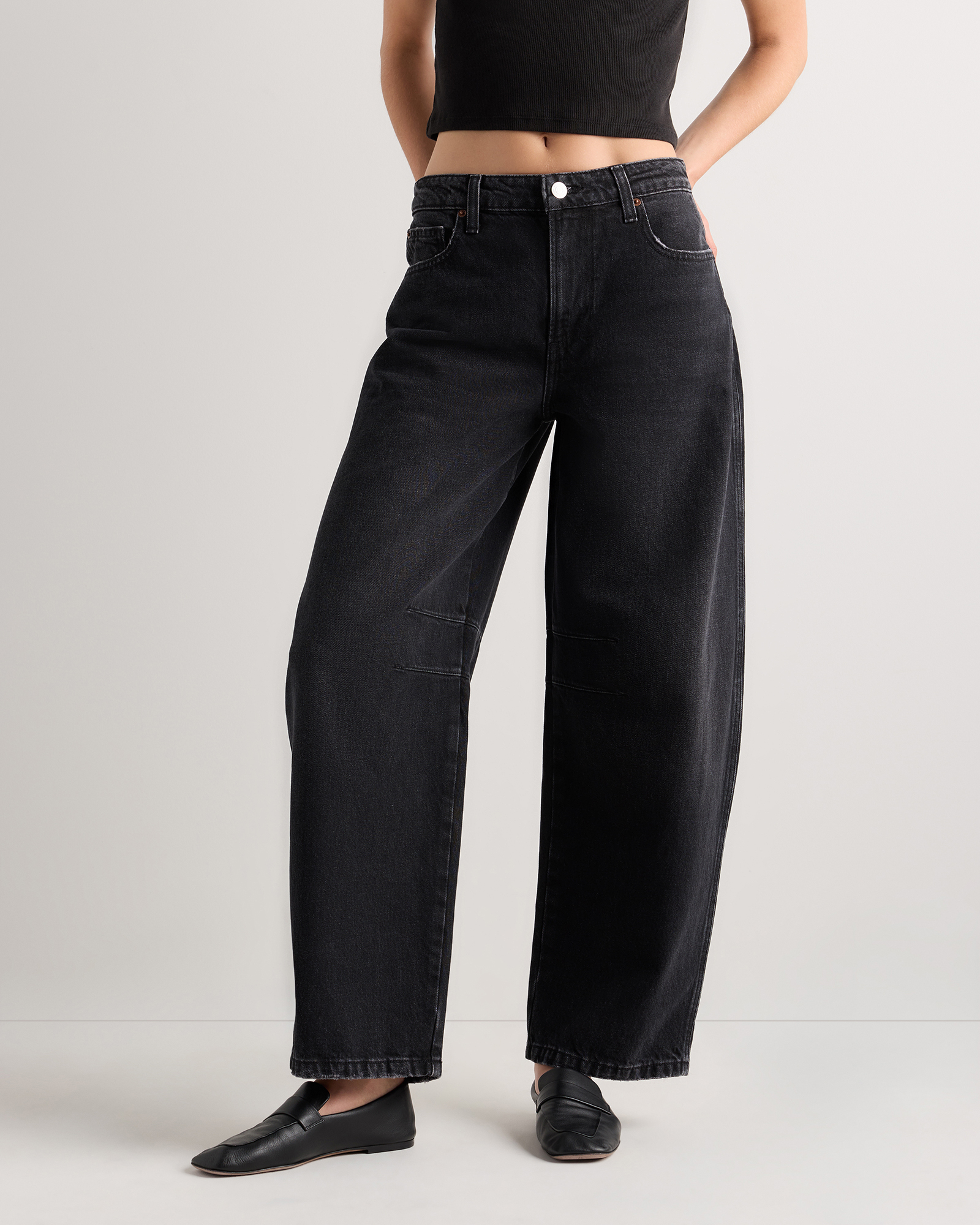 Graphite Black Maya Rigid Darted Barrel Jeans