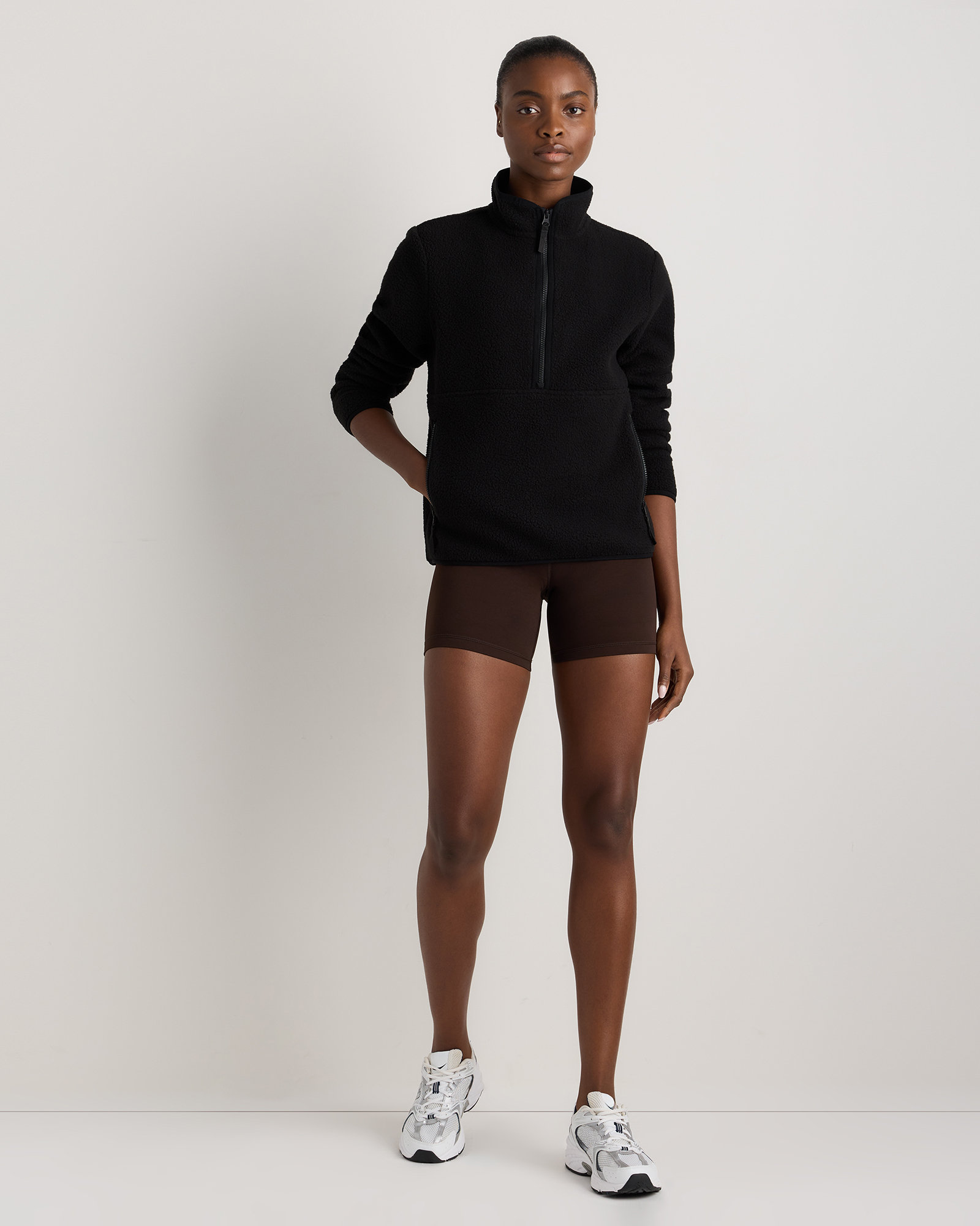 Sherpa Half-Zip Jacket in Black