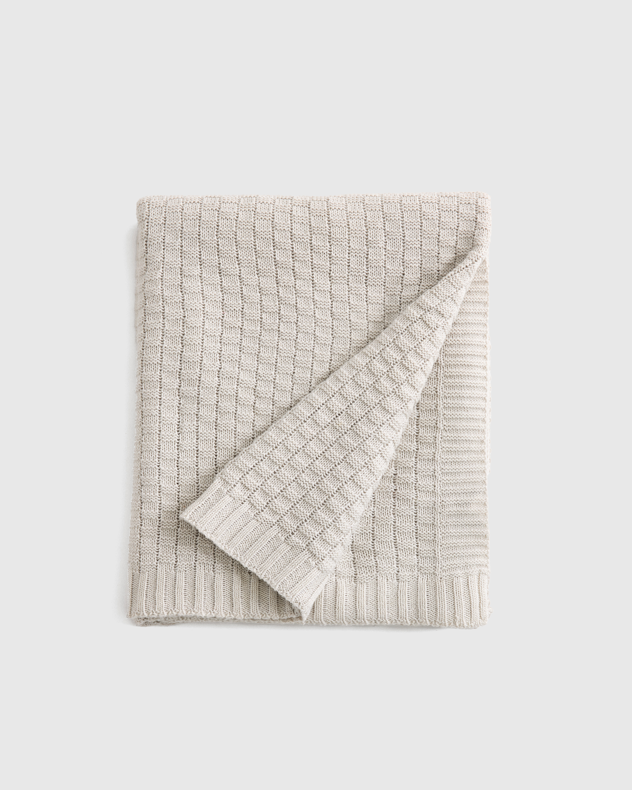Light Grey Cotton Cashmere Knit Blanket