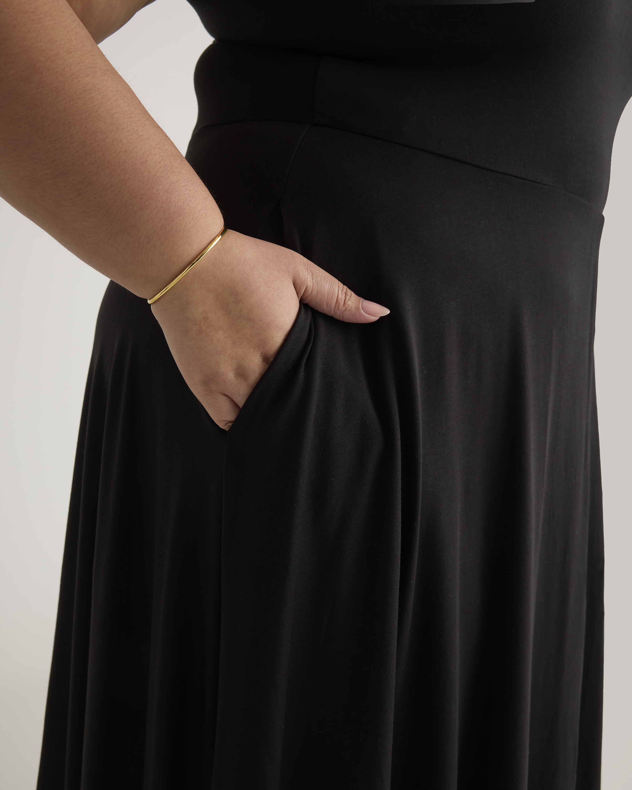 black jersey fit and flare dress Quince Women's Tencel Jersey Fit & Flare Dress in Black, Size 1X