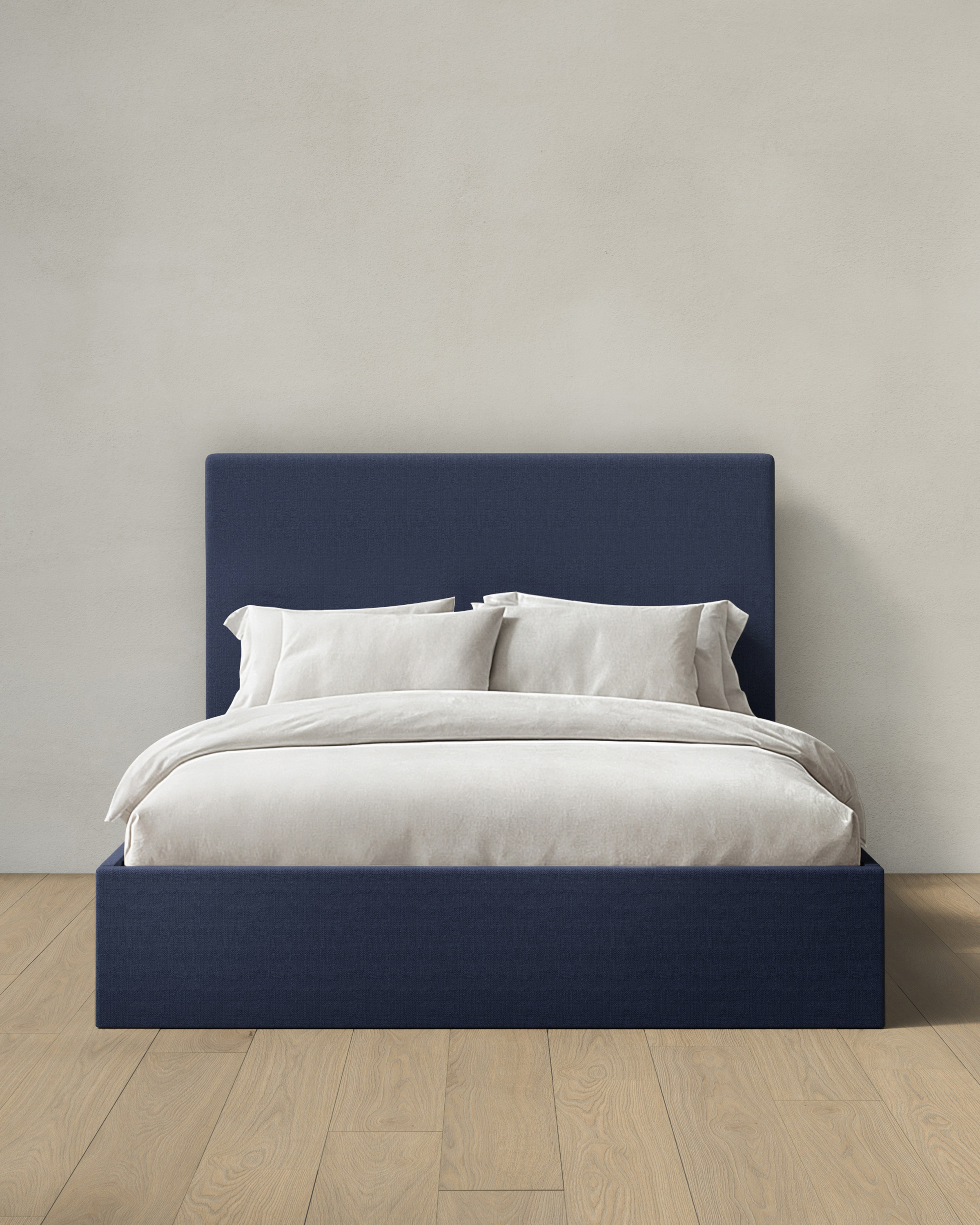 Plush Boucle Wingback Bed - High Headboard