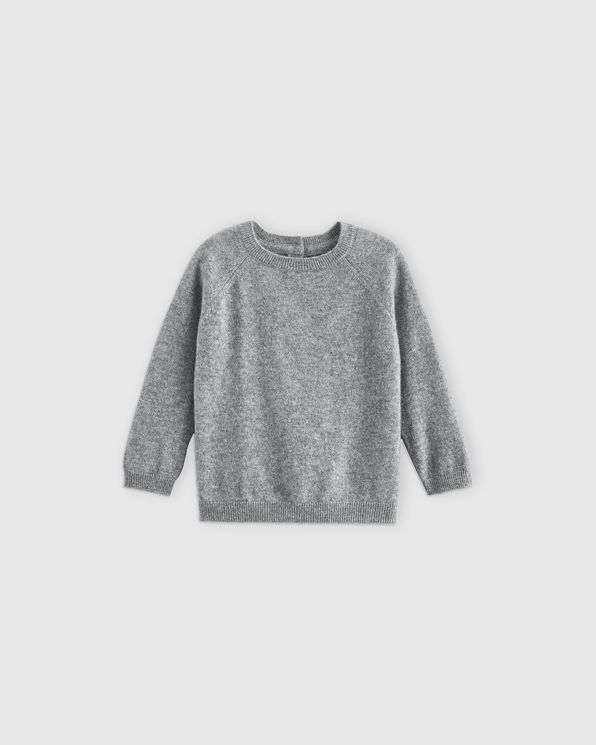 Heather Grey Washable Cashmere Crewneck Sweater