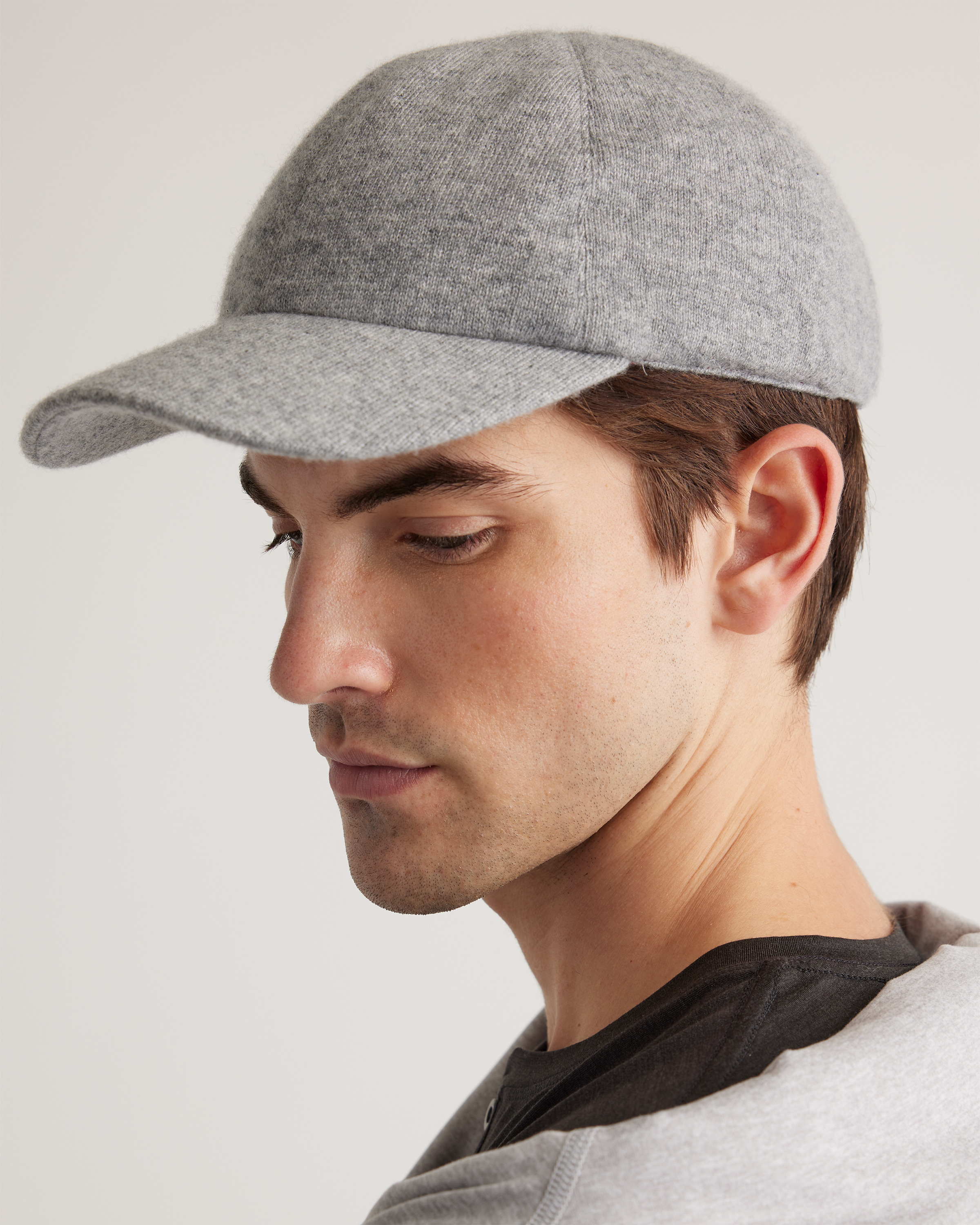 Light Heather Grey Cashmere Baseball Cap