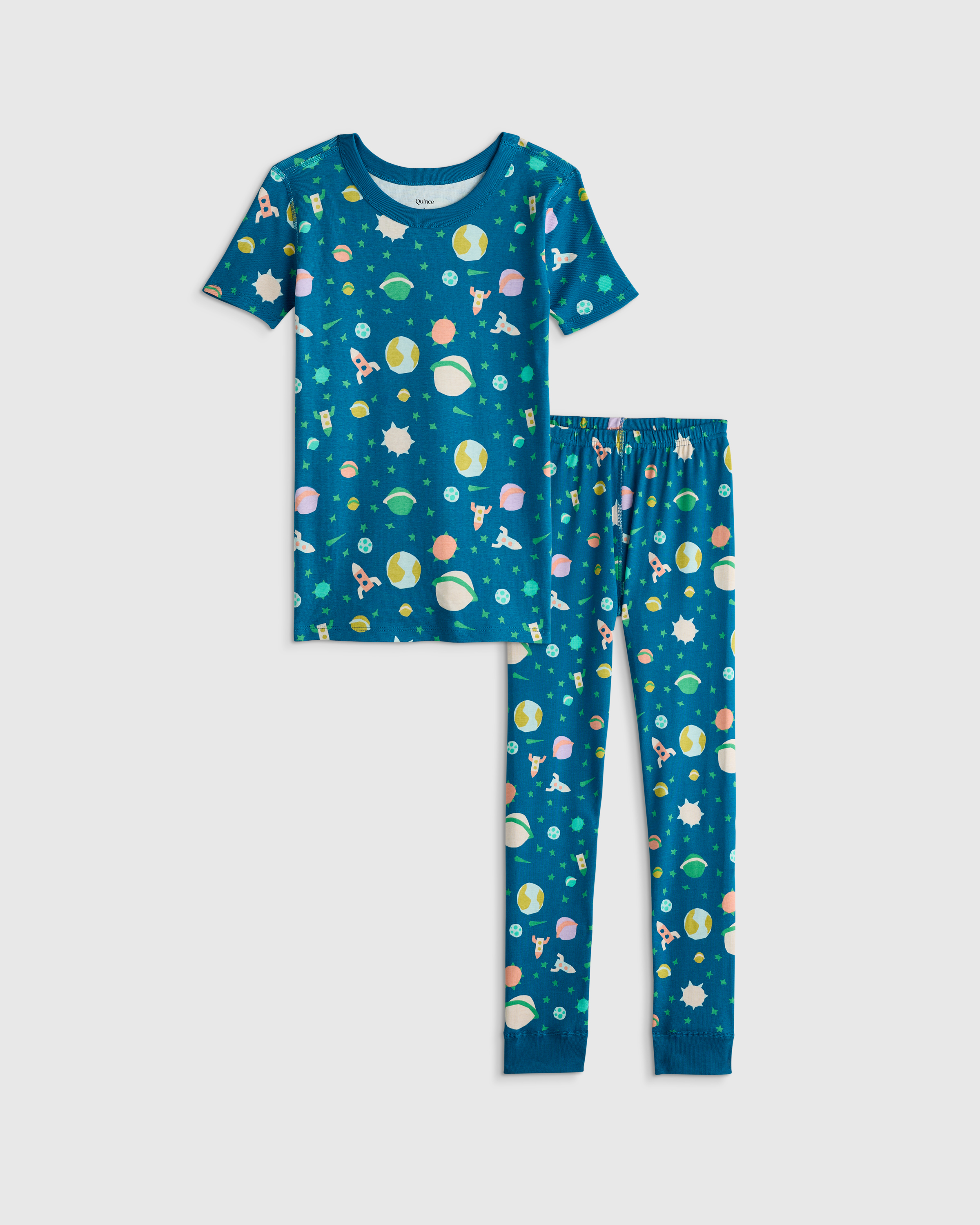 Planets 100% Organic Cotton Short Sleeve and Pant Pajama Set 