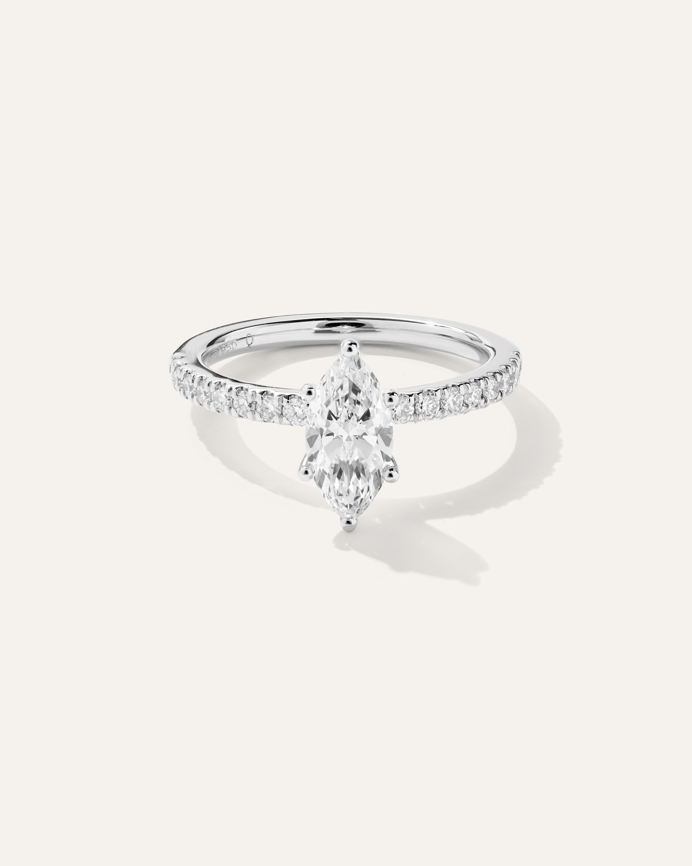 White Gold Lab Grown Diamond Marquise Petite Pave Engagement Ring - 1ct