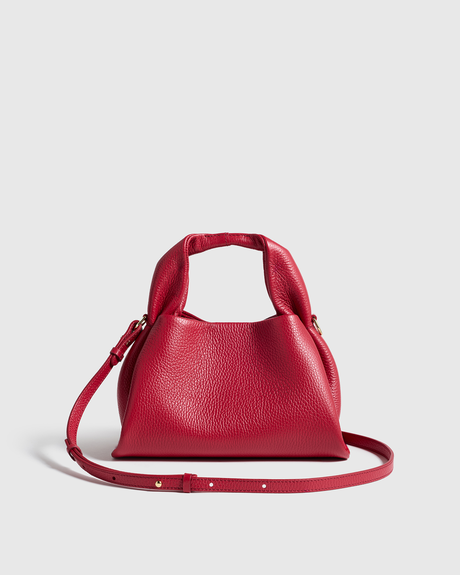 Ruby Red Italian Leather Trapeze Crossbody