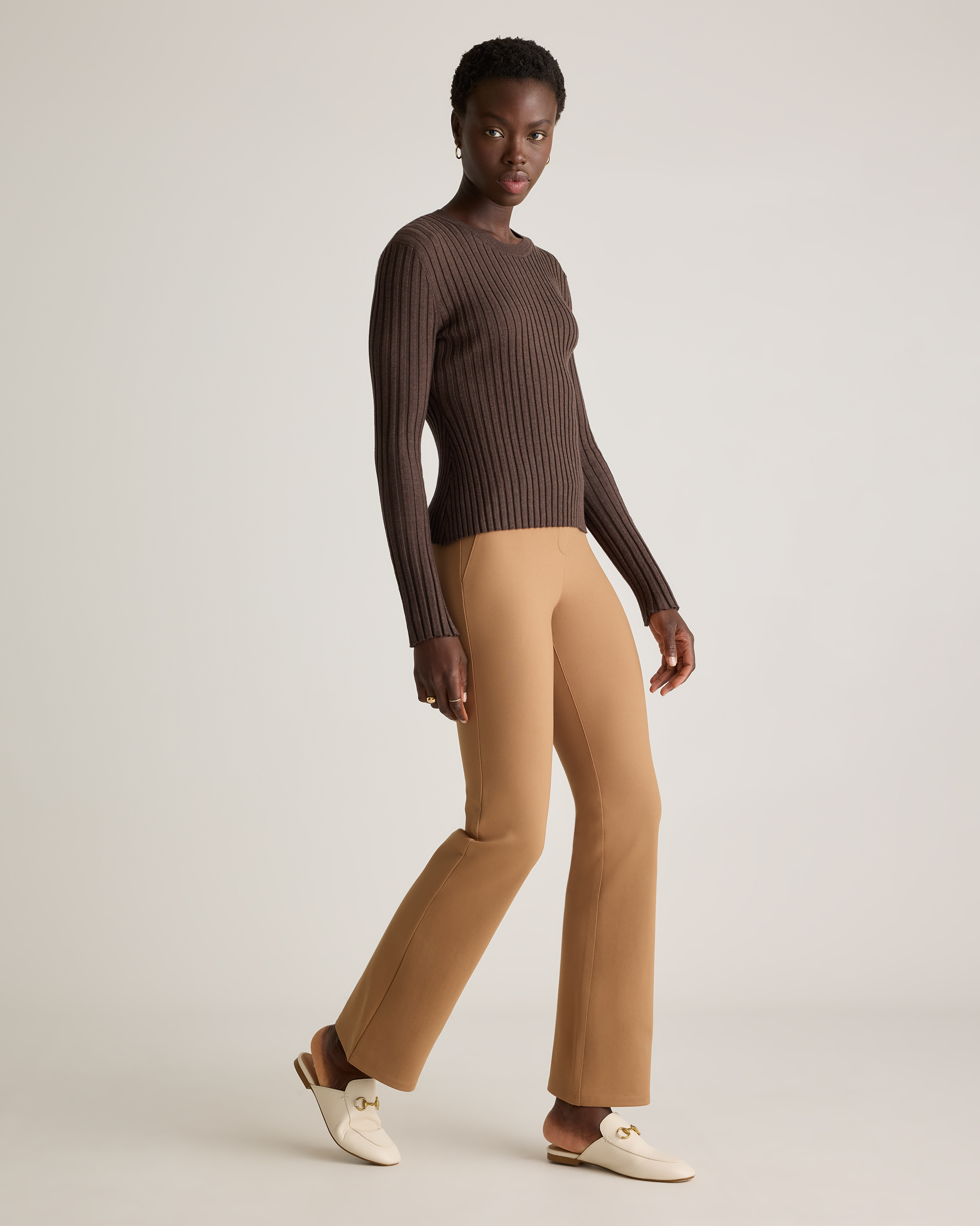 [LOW CLASSIC] /☆ 24FW PIN TUCK BOOTCUT PANTS / BROWN BC2_Bootcut_WerkPant_Sand_Layf