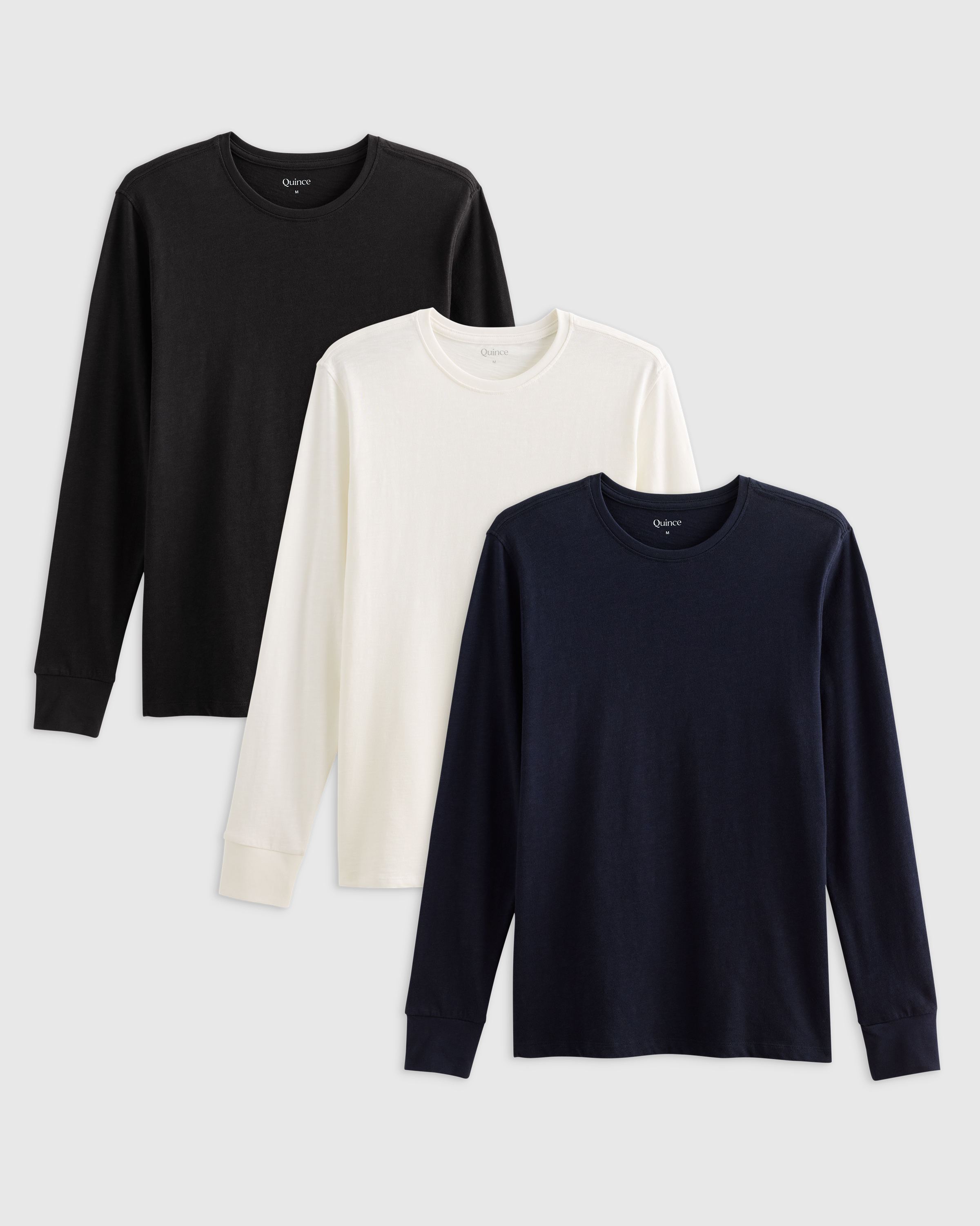 Bold Black 100% Organic Cotton Slub Long Sleeve Tee 3 Pack