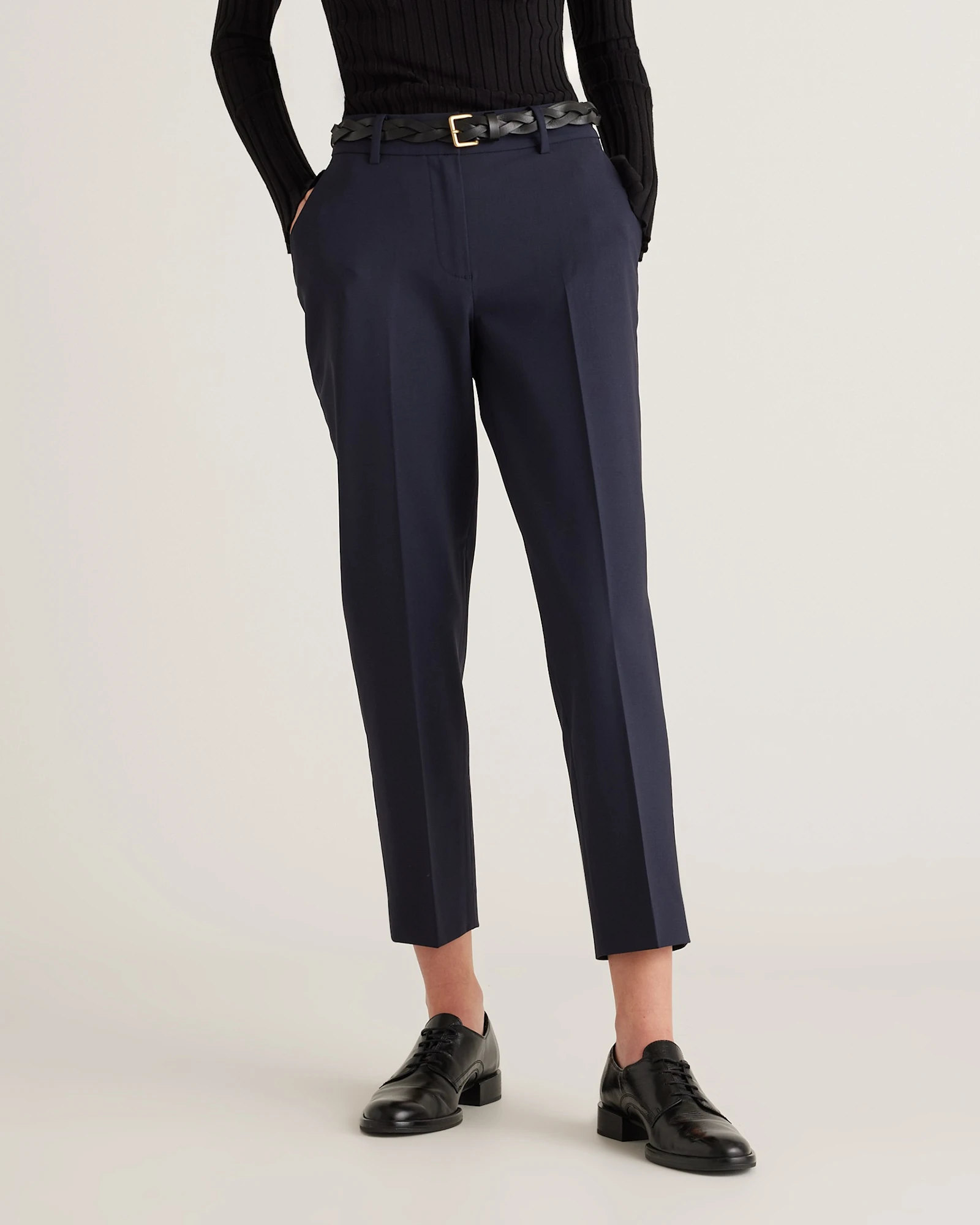 Wool Slim Leg Ankle Pants