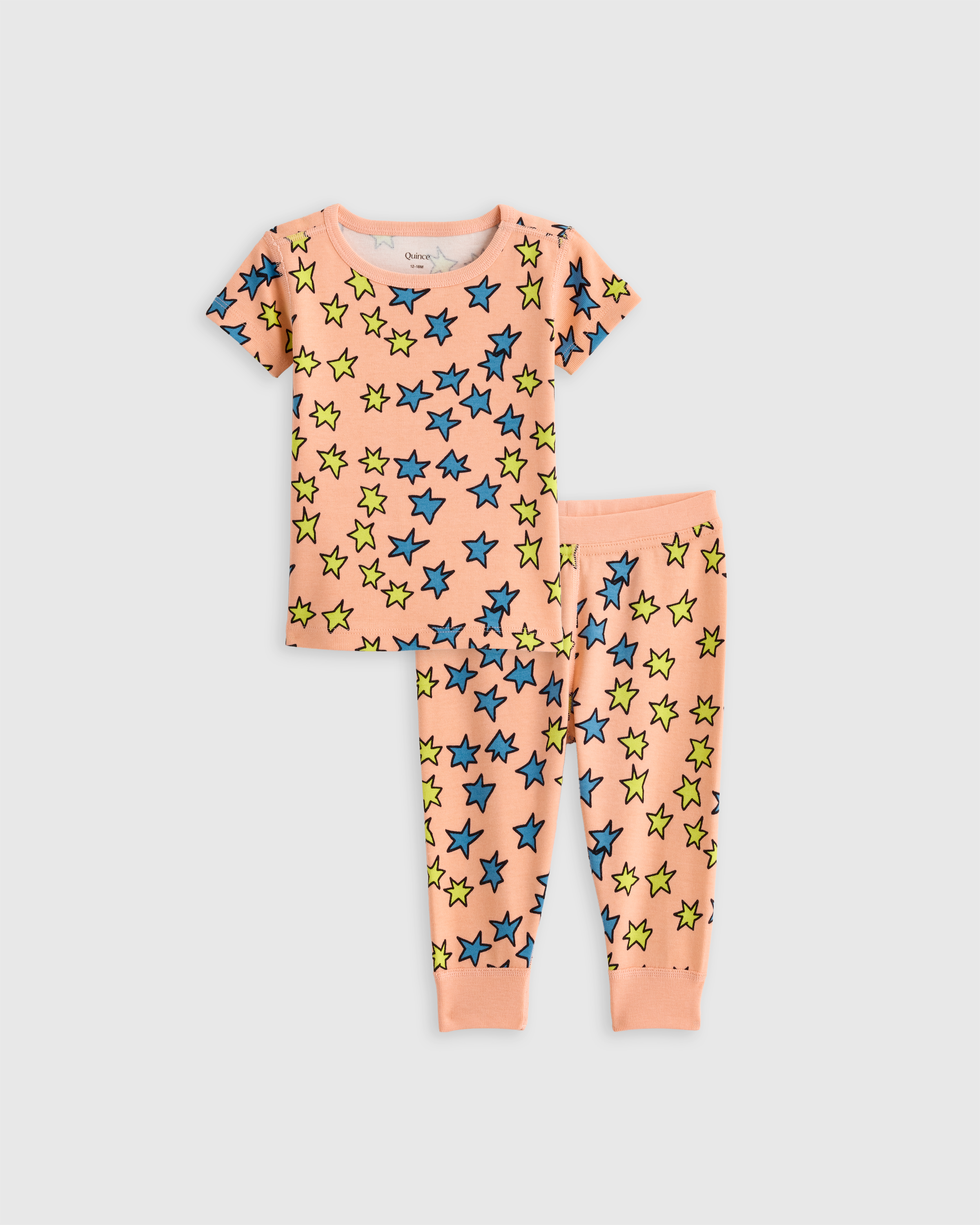 Multi Stars 100% Organic Cotton Short Sleeve and Pant Pajama Set 