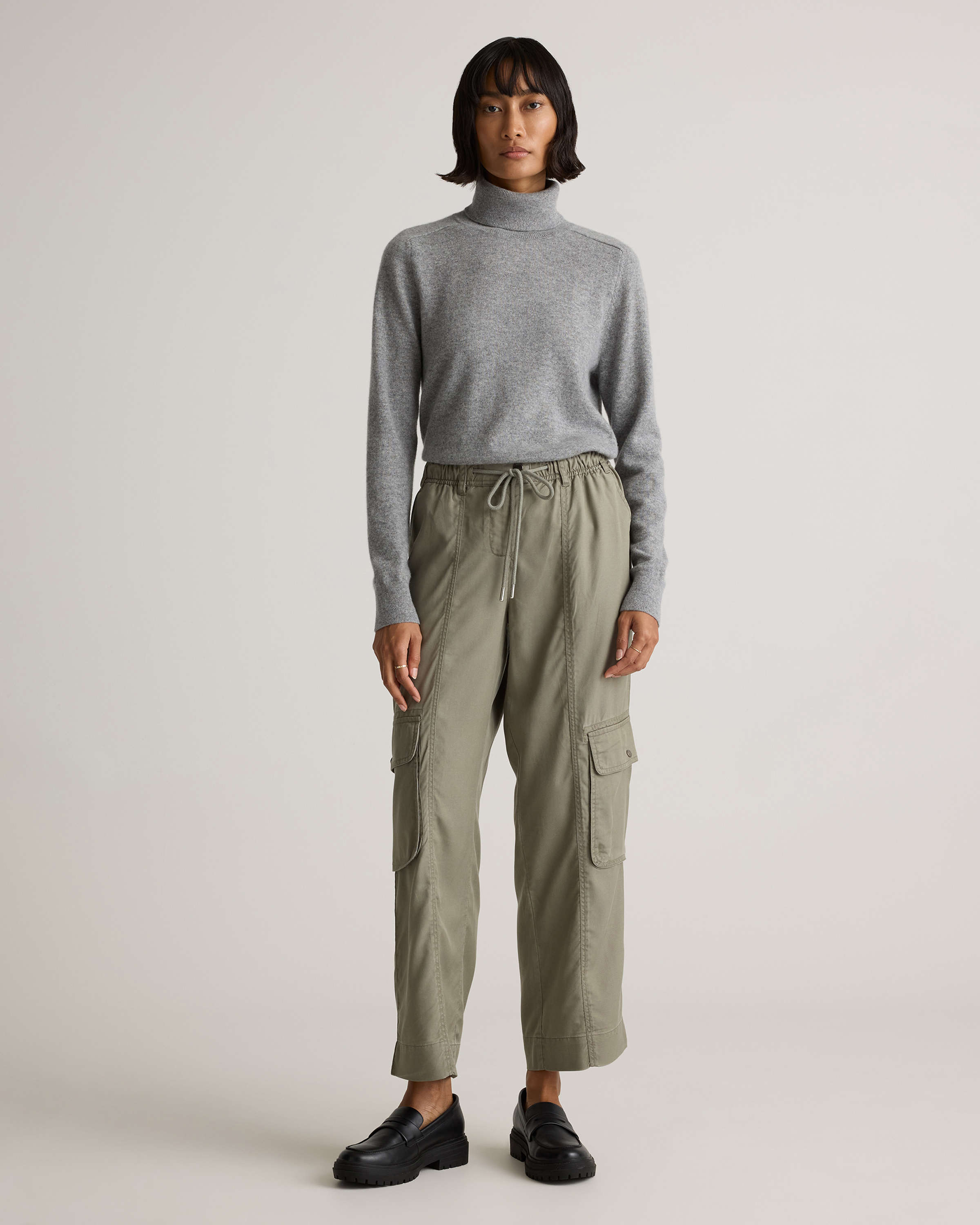 Women's Vintage Wash Tencel Drawstring Cargo Pants