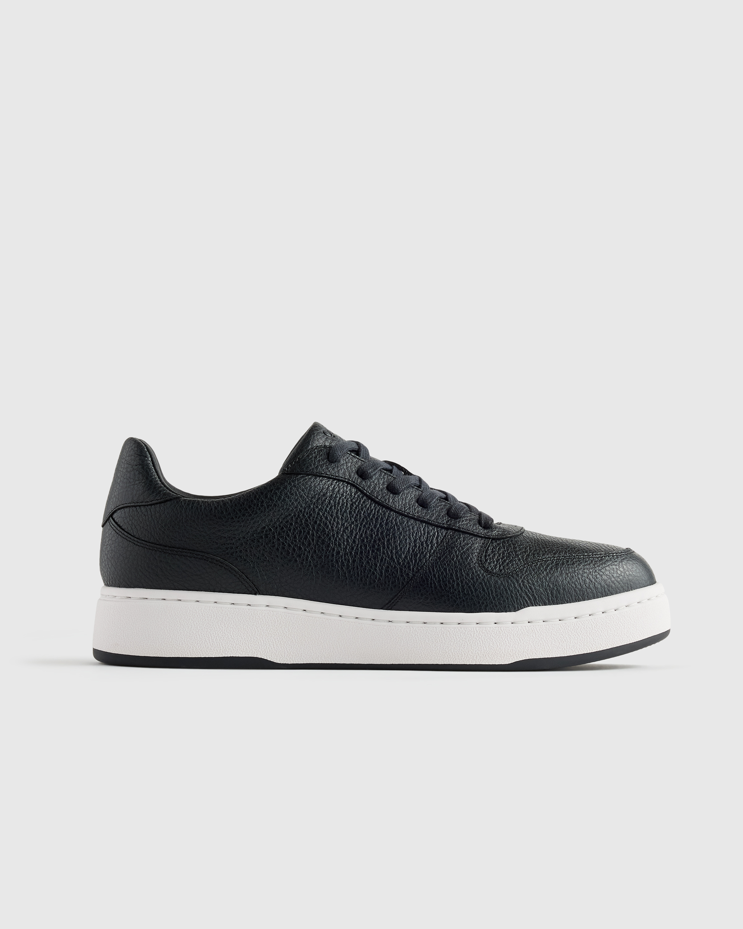 Black Full-Grain Leather Comfort Court Sneaker