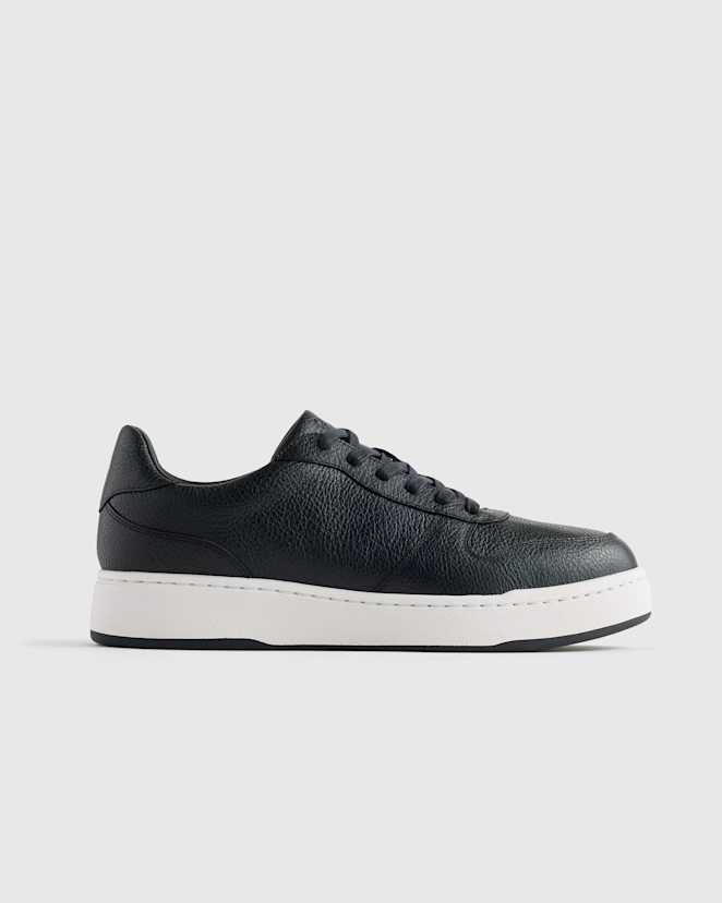 Black Full-Grain Leather Comfort Court Sneaker