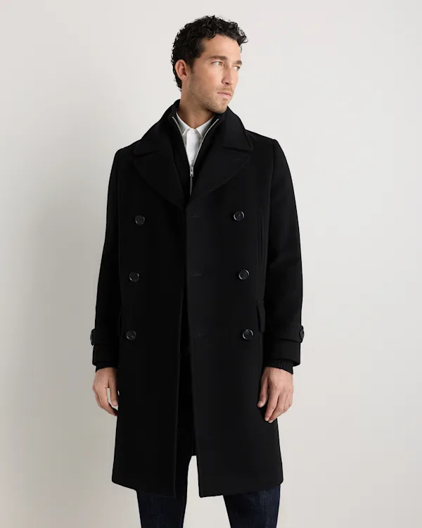Wool Cashmere Double-Breasted Officer Topcoat