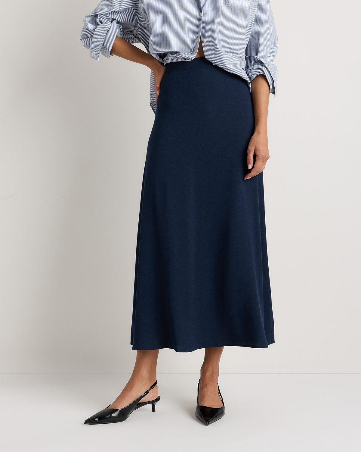 Deep Navy Lightweight Crepe Slip Skirt