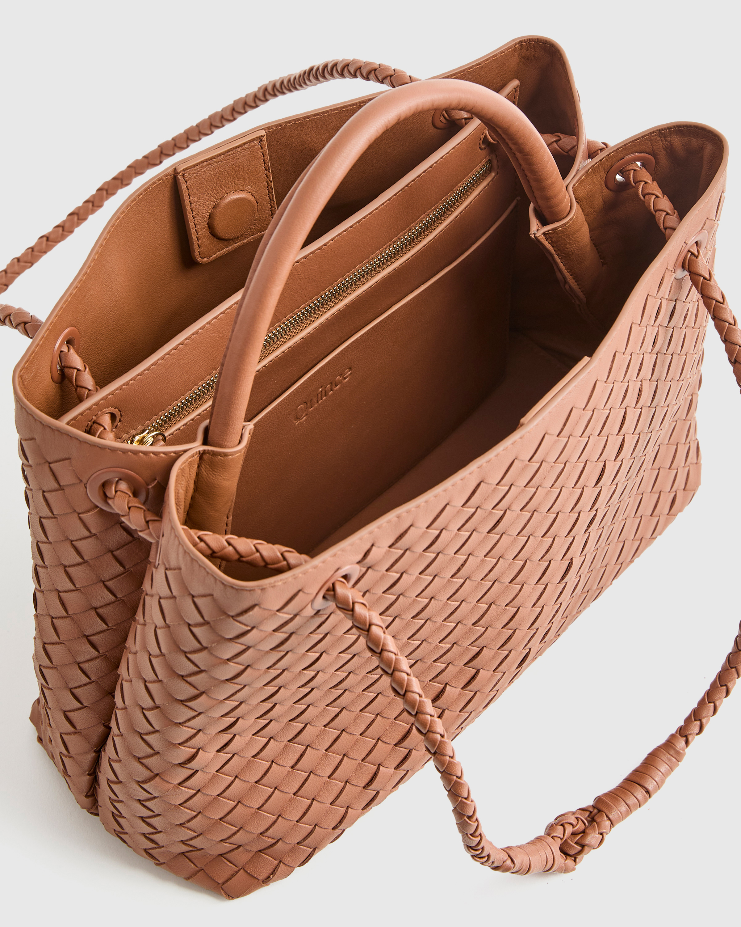 Italian Leather Handwoven Satchel - Thumbnail 4