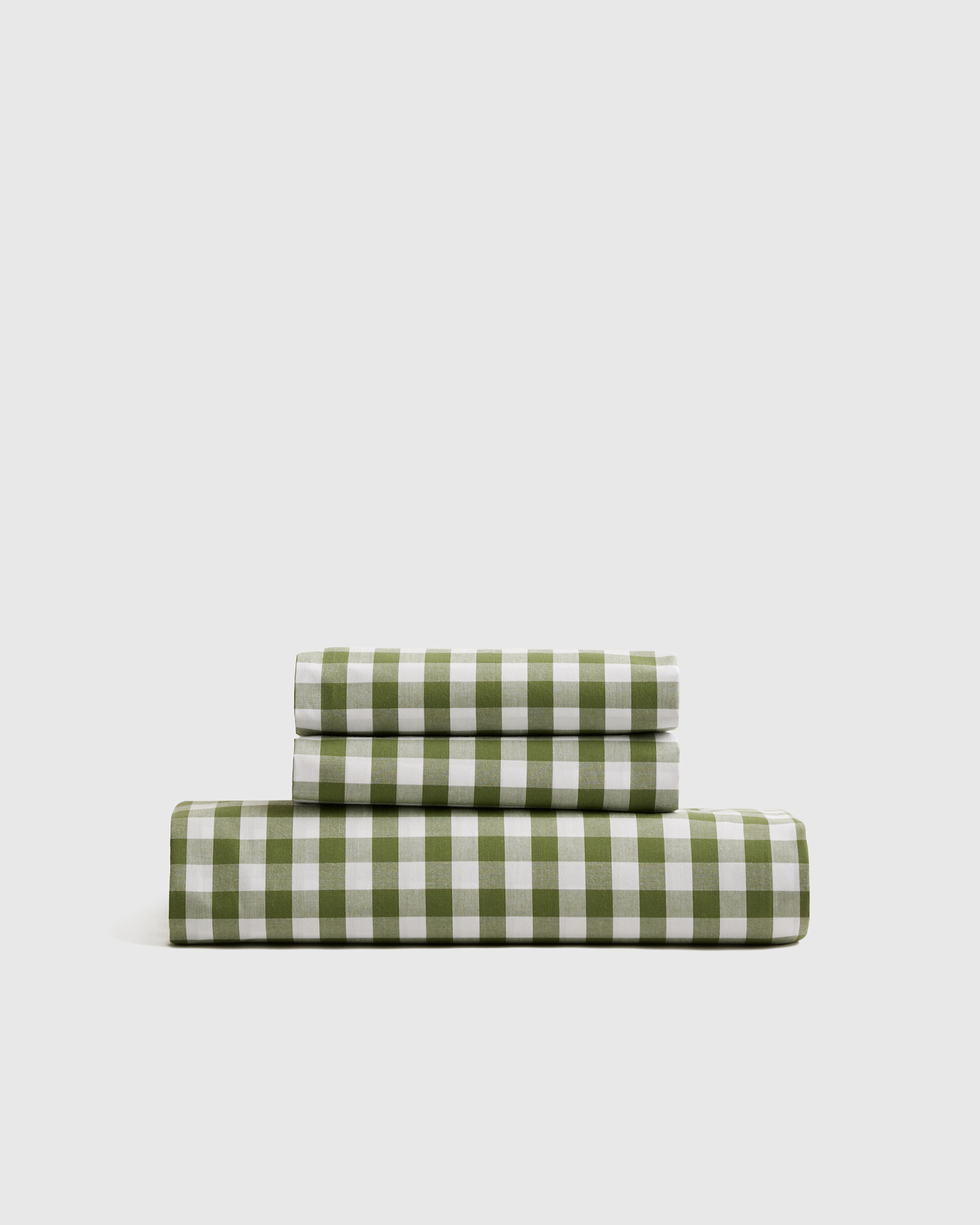 Classic Organic Percale Gingham Fitted Sheet Set - King, Olive