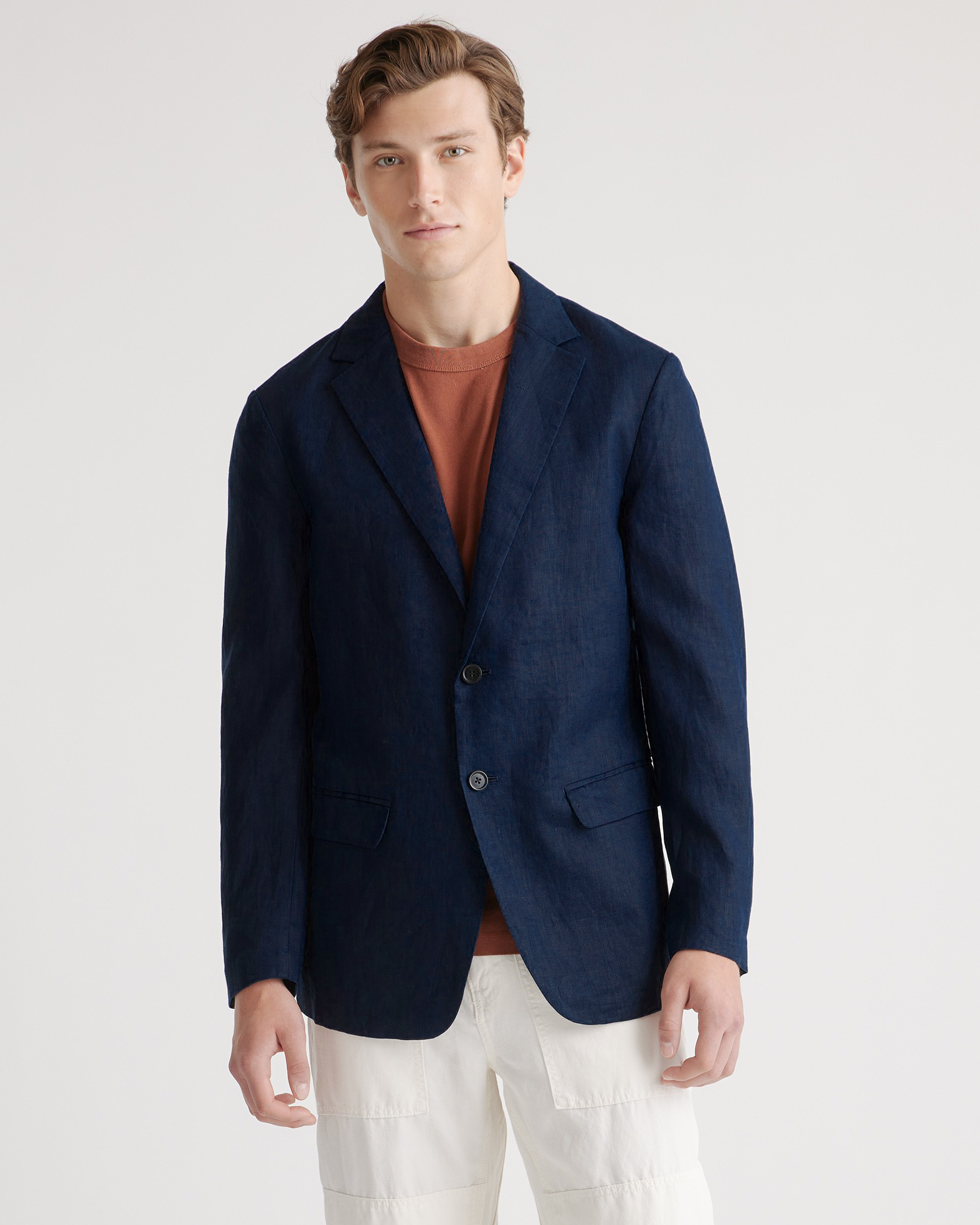 Deep Navy 100% European Linen Blazer