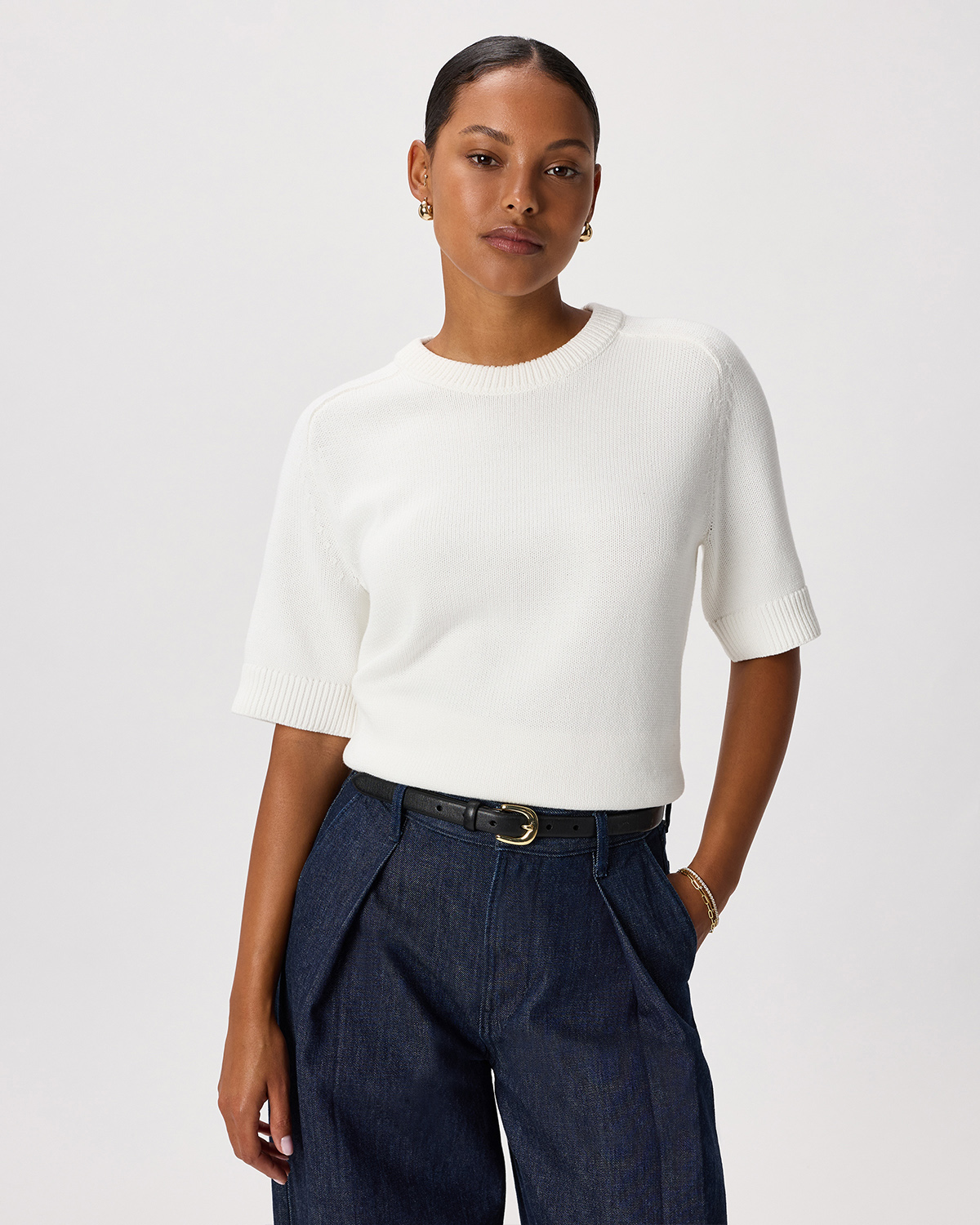 Ivory 100% Organic Cotton Sweater Tee