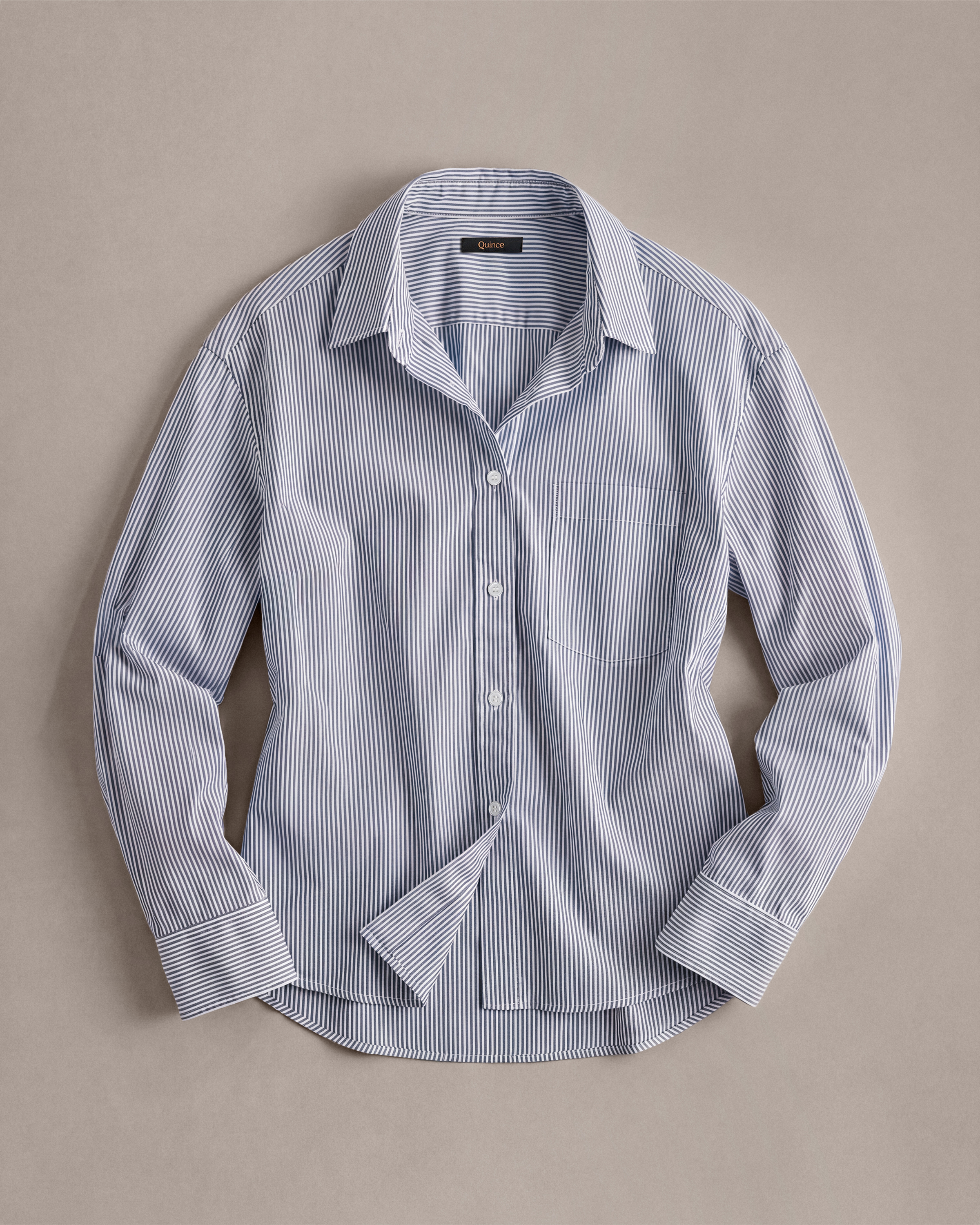 Light Blue Stripe 100% Organic Cotton Poplin Long Sleeve Shirt  