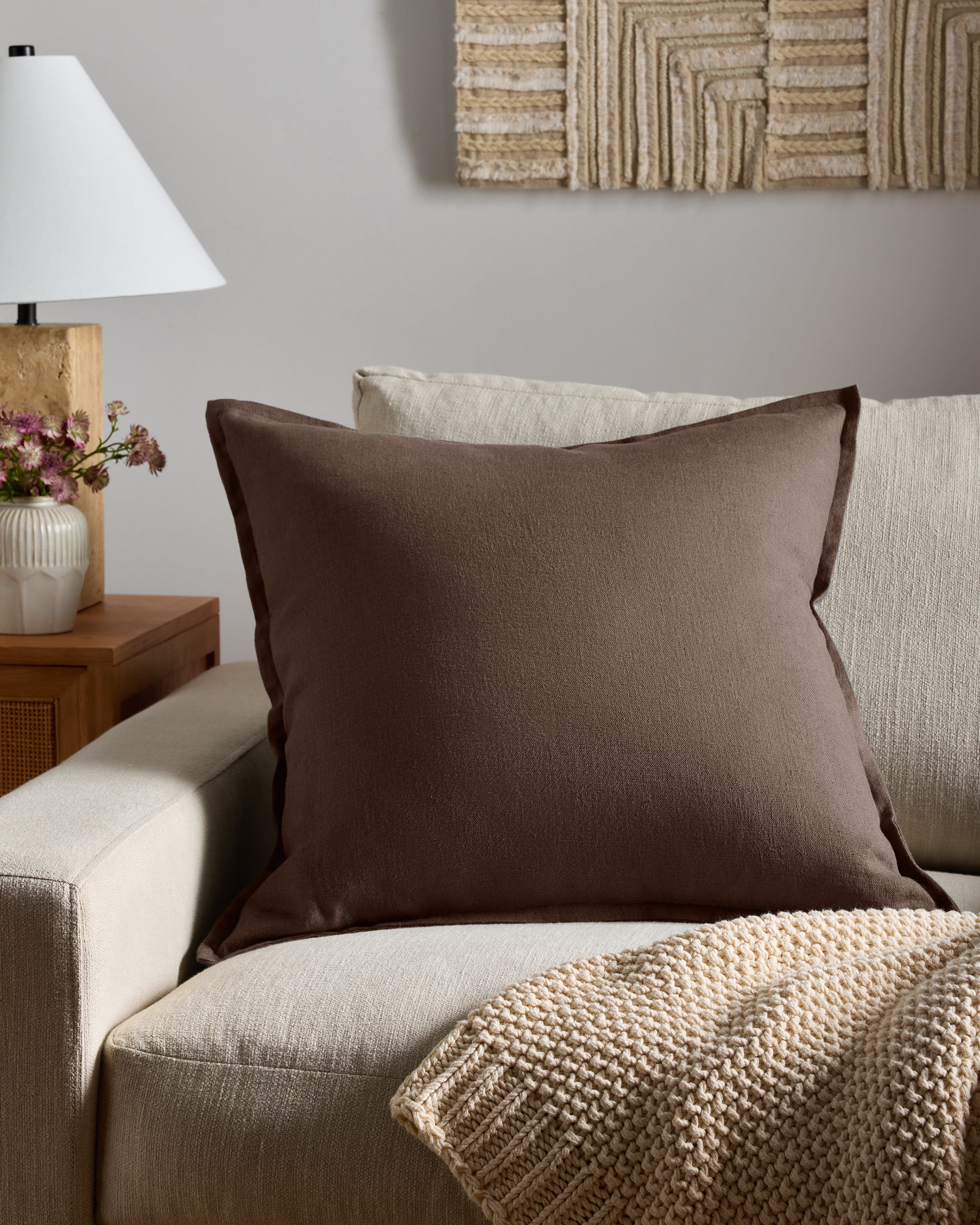 Espresso European Linen Flange Edge Pillow Cover