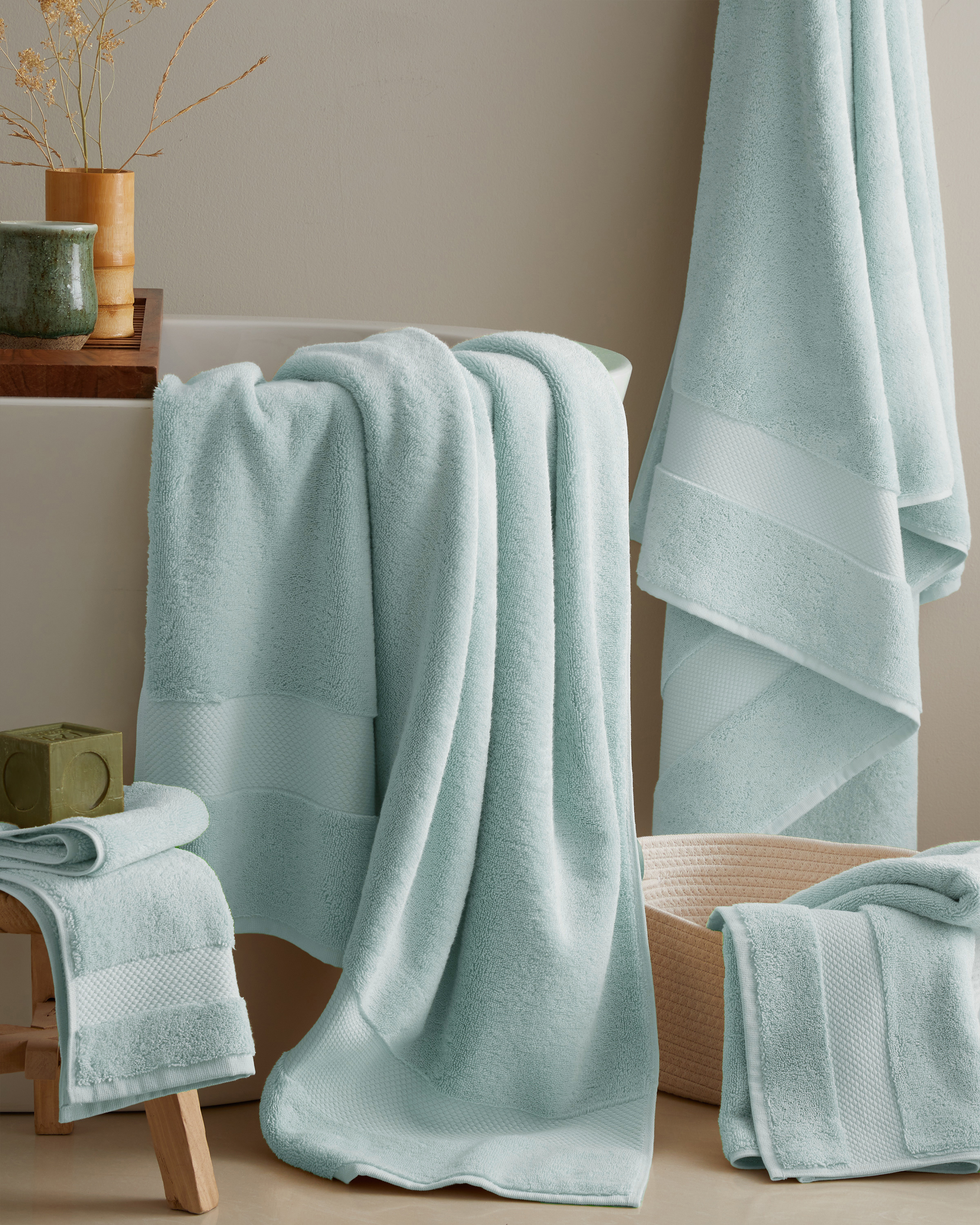 Turkish Ultra Plush Bath Towel Bundle - Mist
